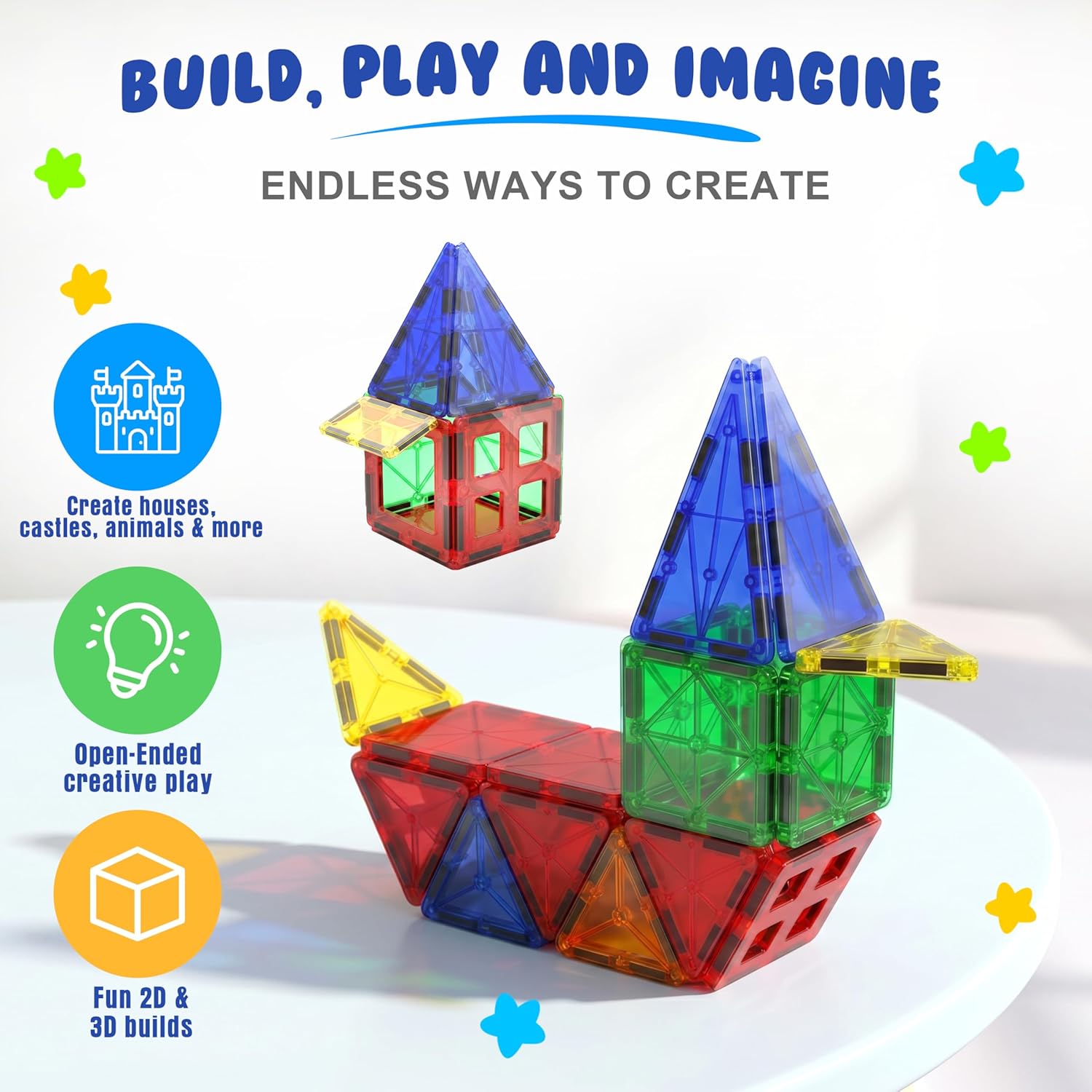 Detalle de Desire Deluxe Magnetic Tiles 47pc building set 🧩