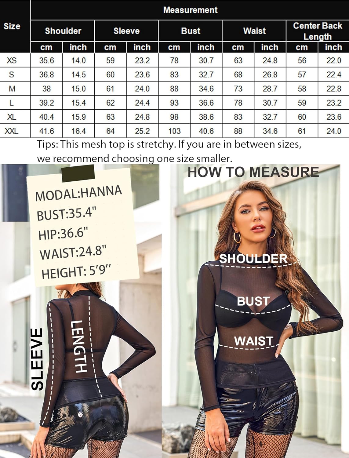 Thumbnail 5 de Avidlove Body Donna Top in Rete Maniche Lunghe