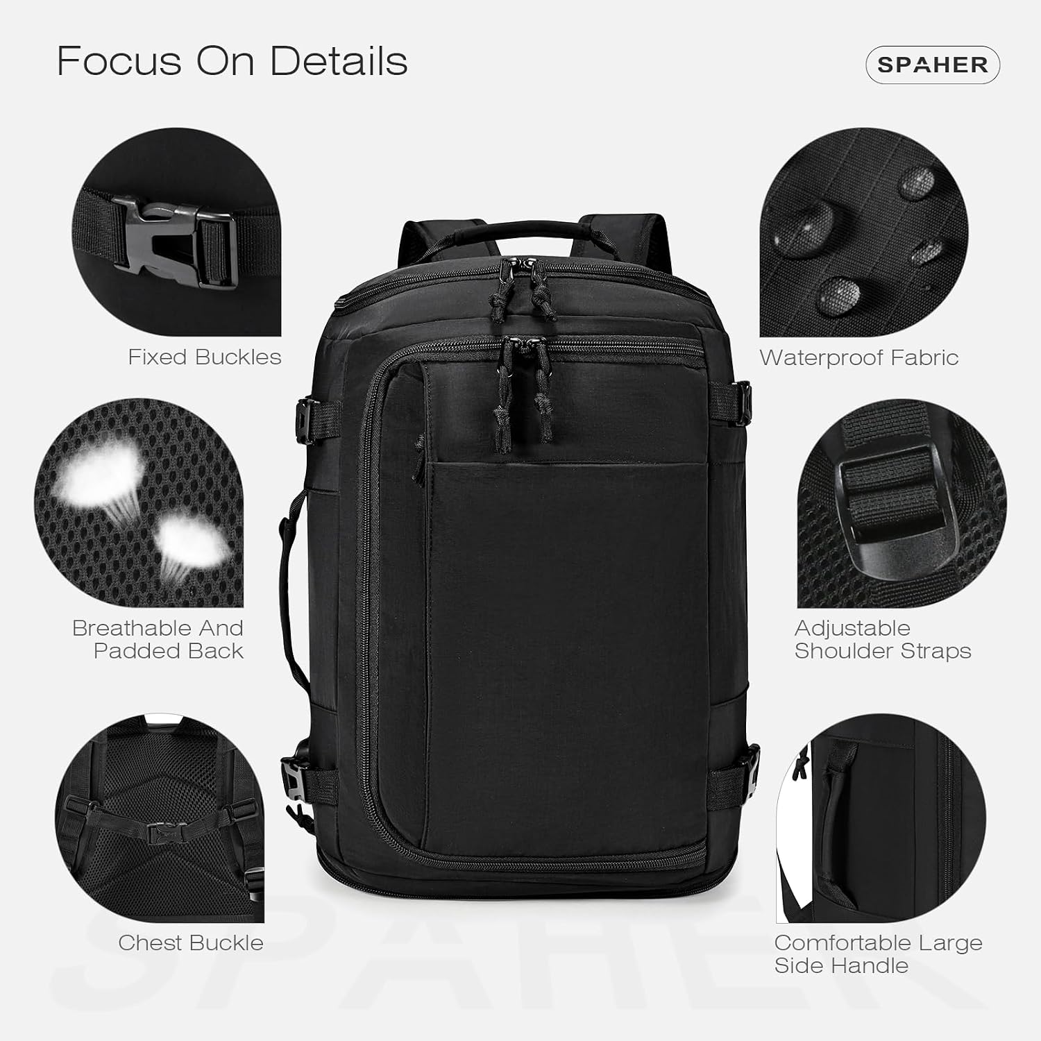 Thumbnail 5 de SPAHER Extendable Cabin Bag 40x30x15/20cm with USB Port and Shoe Compartment