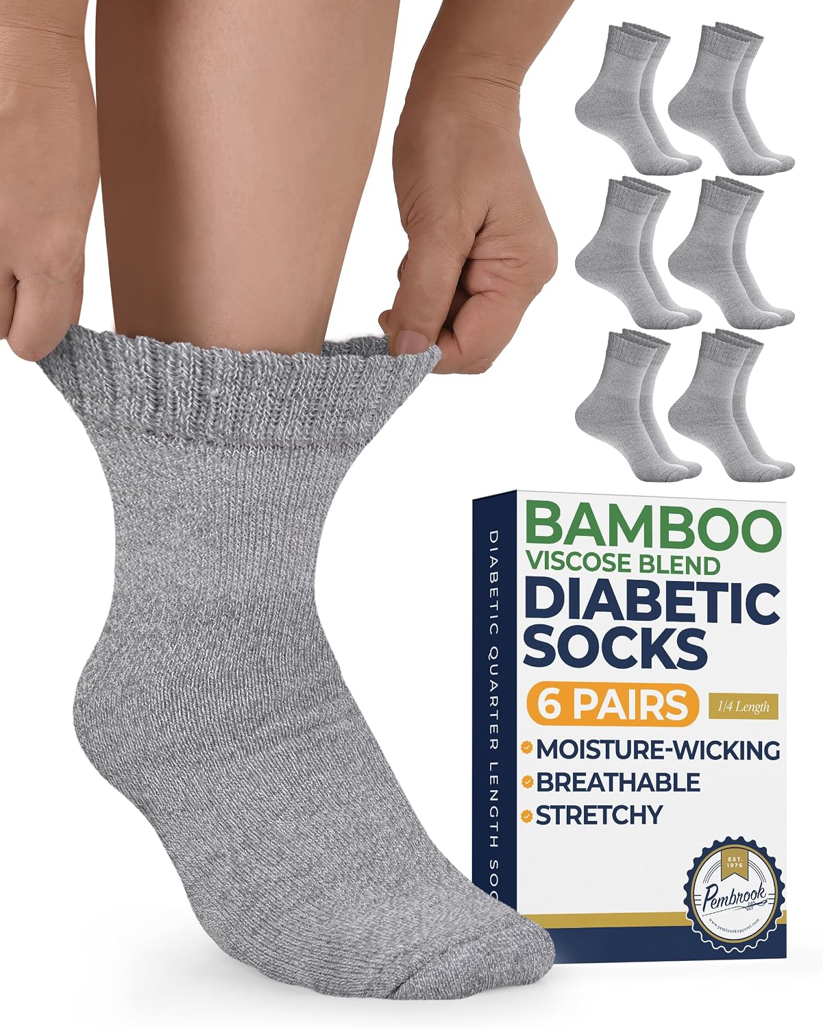Thumbnail 6 de Pembrook Bamboo Viscose Diabetic Socks for Women & Men – 6 Pairs Ankle Socks with Non-Binding Fit