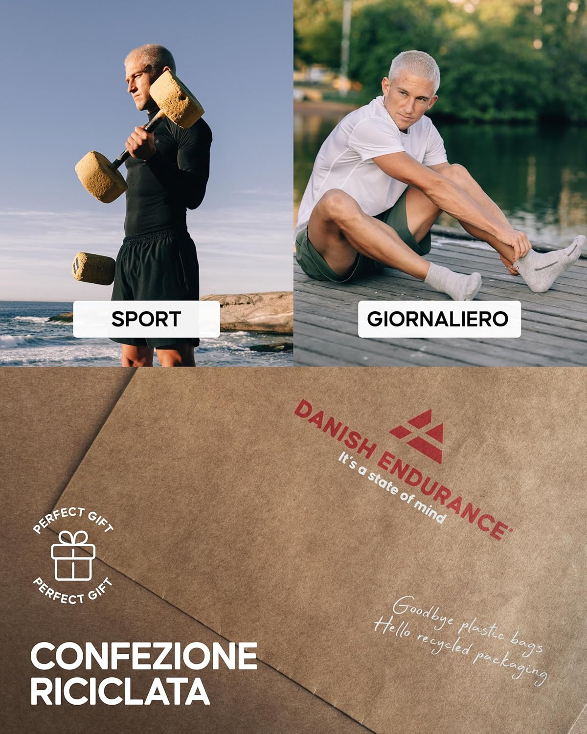 Thumbnail 5 de DANISH ENDURANCE Fantasmini in cotone biologico per uomo e donna: calzini sportivi anti-vescica e traspiranti