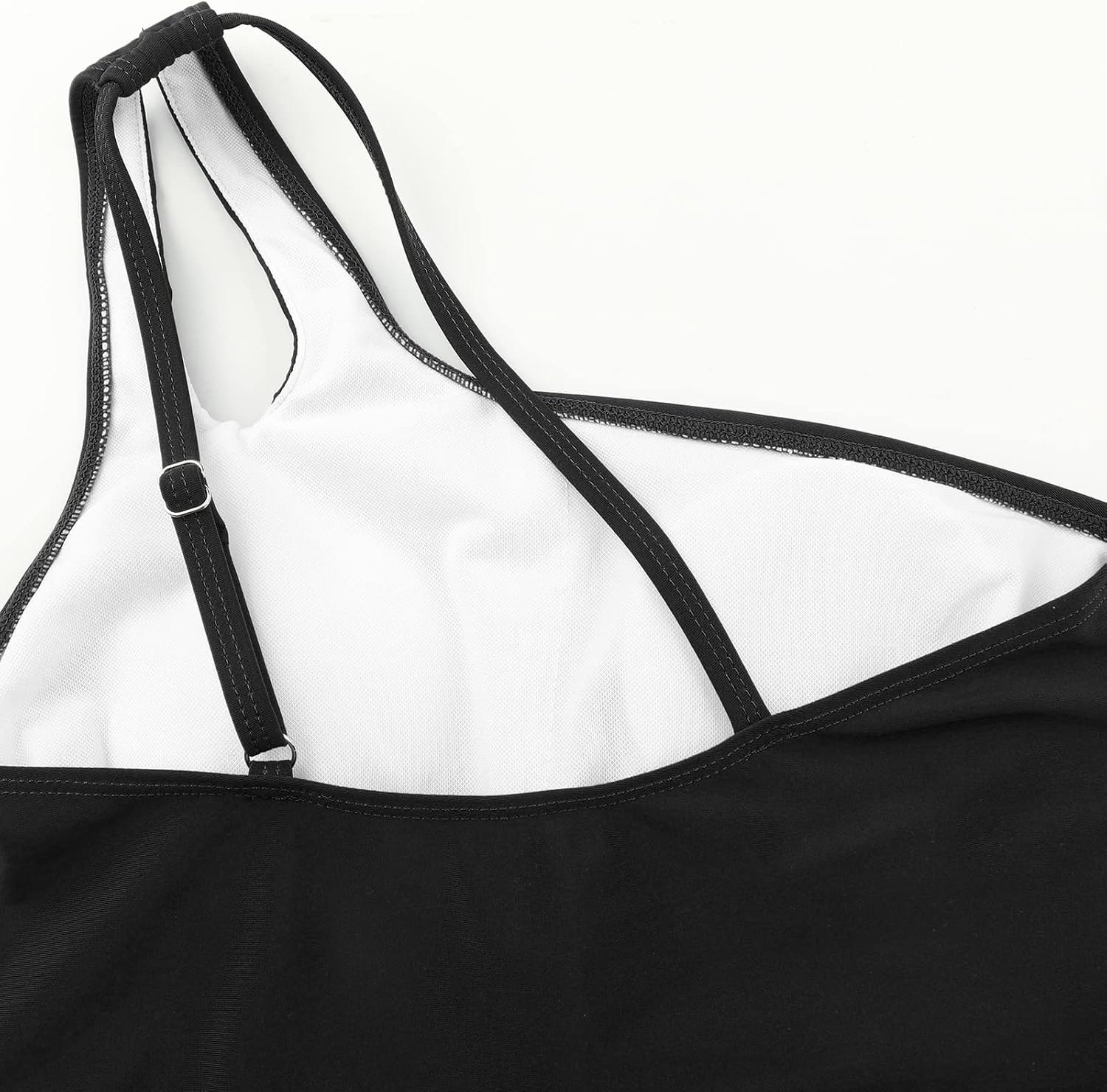 Detalle de Wantonfy Damen Badeanzug One Shoulder Push Up – Bauchweg, asymmetrisch