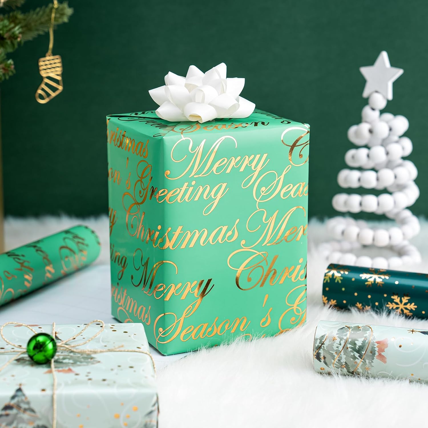 Detalle 1 de WRAPAHOLIC Christmas Wrapping Paper, Mini Roll