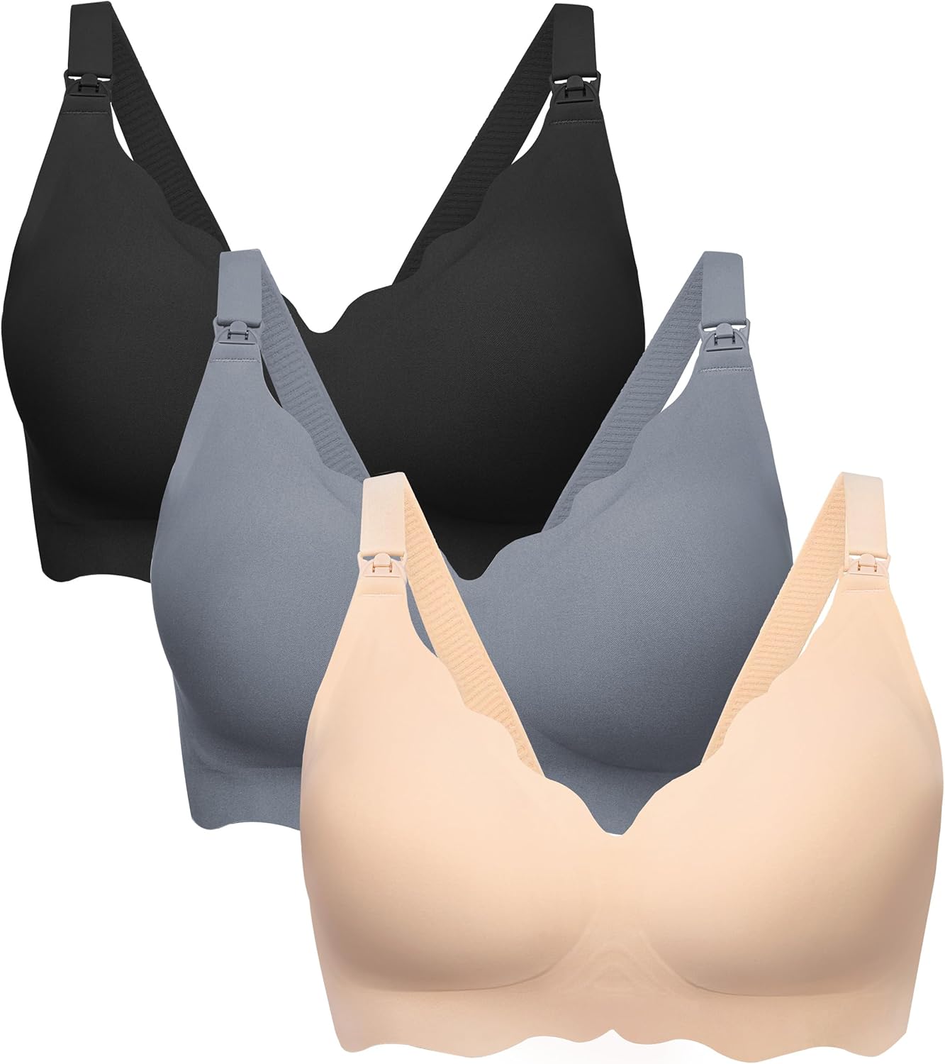 Detalle de Angelhood Nursing Bras for Breastfeeding Ultra Comfort Seamless Maternity Bra Pack Wireless