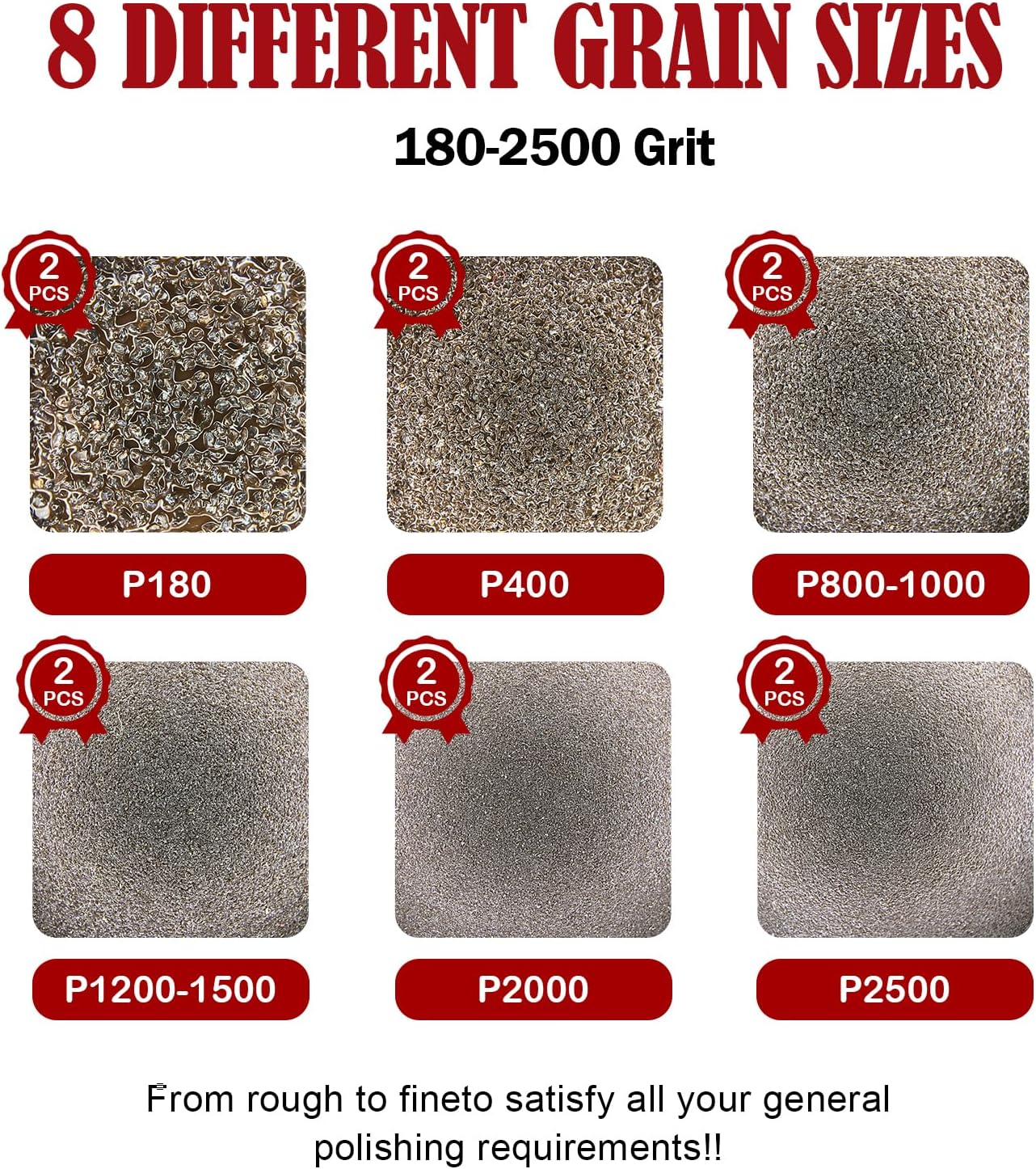 Detalle de Geogieew slipsvampar, 12-pack med korn P180–P2500 för våt- och torrslipning