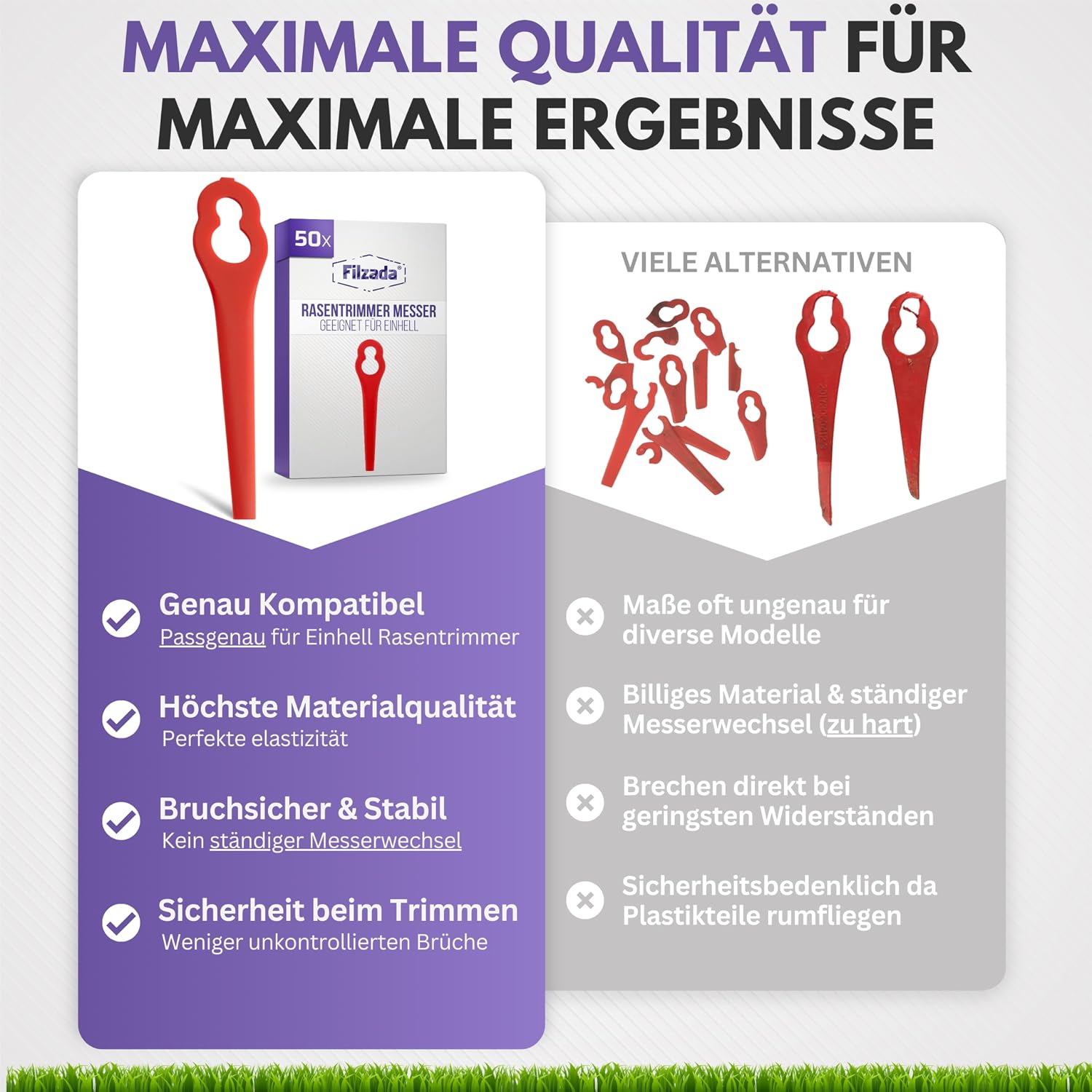 Thumbnail 1 de FILZADA® 50x Rasentrimmer-Messer als Ersatz für Einhell Trimmer & Kantenschneider