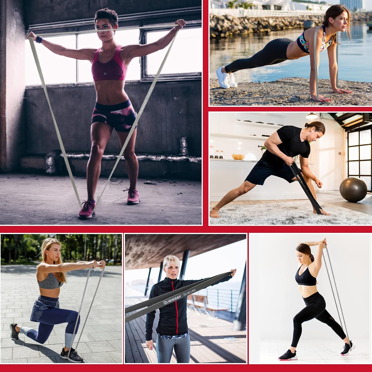Thumbnail 6 de WIKDAY Resistance Bands Set of 5 with Door Anchor, 5 Resistance Levels
