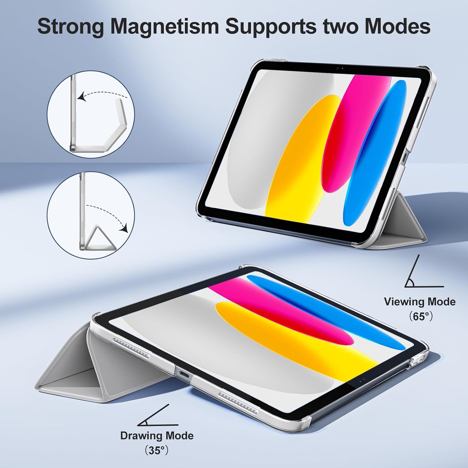 Thumbnail 5 de DriveGo Case for iPad A16 11th/10th Gen with Screen Protector – Slim Translucent Back, Auto Sleep/Wake, Light Grey