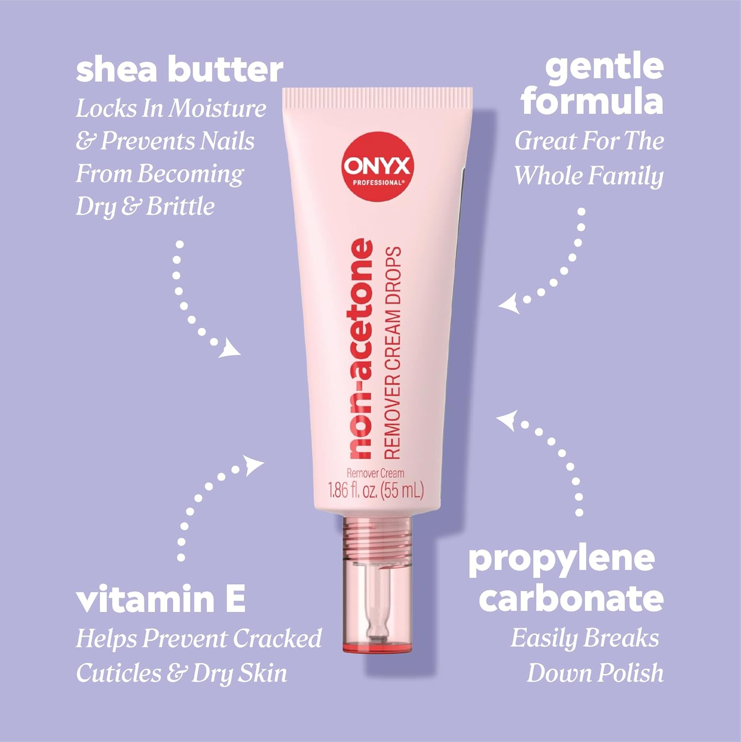 Detalle 2 de ONYX Professional Non-Acetone Nail Polish Remover Cream Drops (1.8 fl oz) — acetone-free, nourishing formula