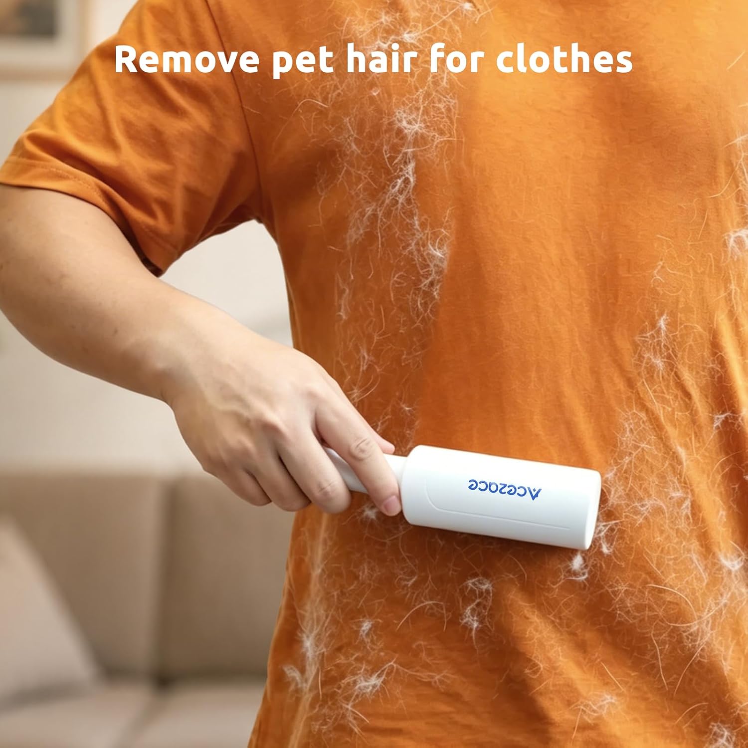 Detalle de ACE2ACE Mini Reusable Lint Roller for Clothes, White Pet Hair Remover