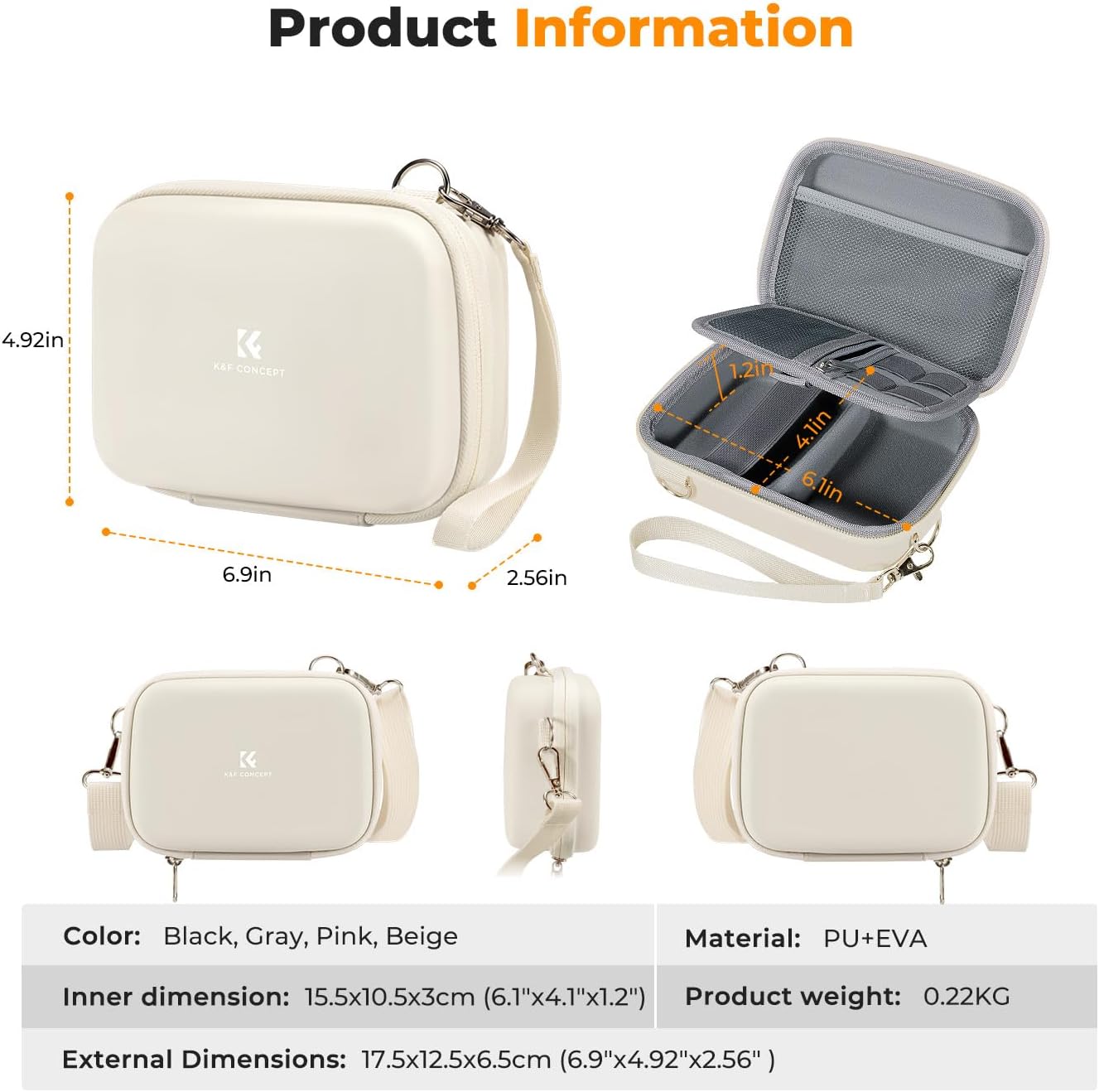 Detalle 2 de K&F CONCEPT Digitalkamera Tasche EVA, beige