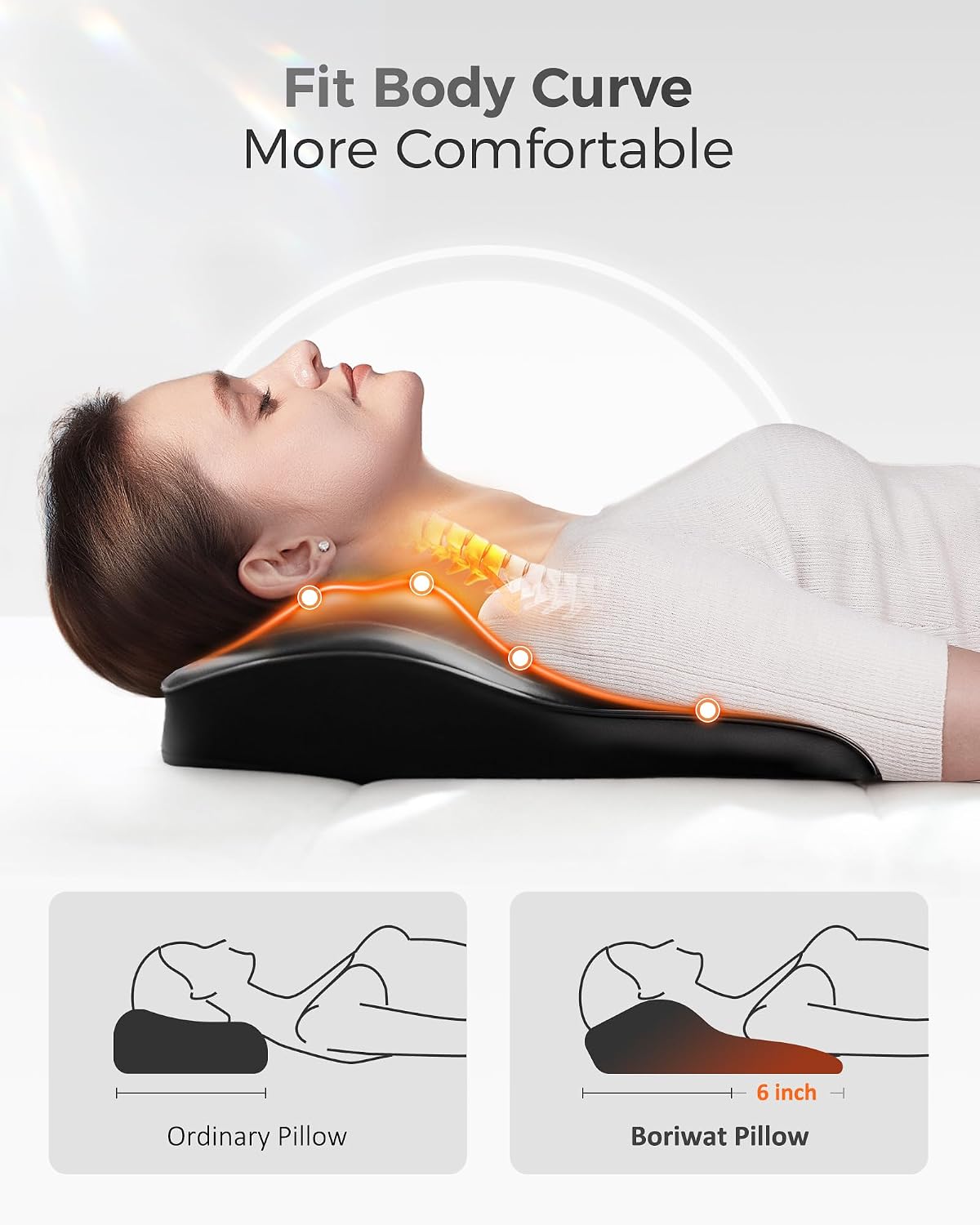 Thumbnail 1 de Boriwat Back Massager with Heat: 3D Kneading Pillow for Deep Tissue Relief