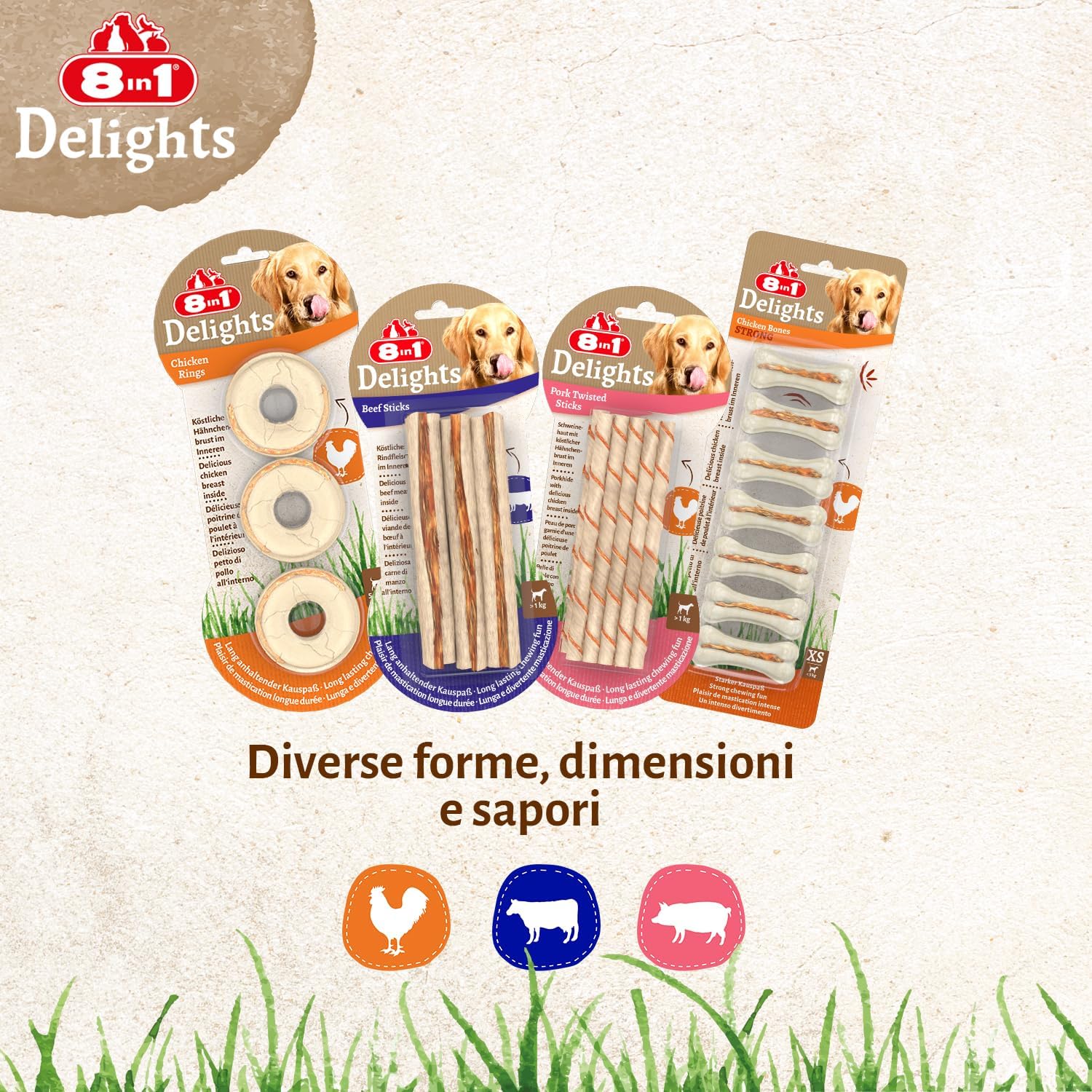 Detalle de 8in1 Delights Chicken Bones XS – Ossa da masticare per cani di piccola taglia