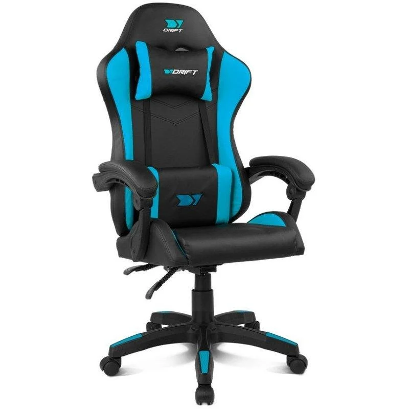 Detalle 2 de Silla Drift DR35 Gaming Negra/Azul con respaldo reclinable y cojines lumbar y cervical