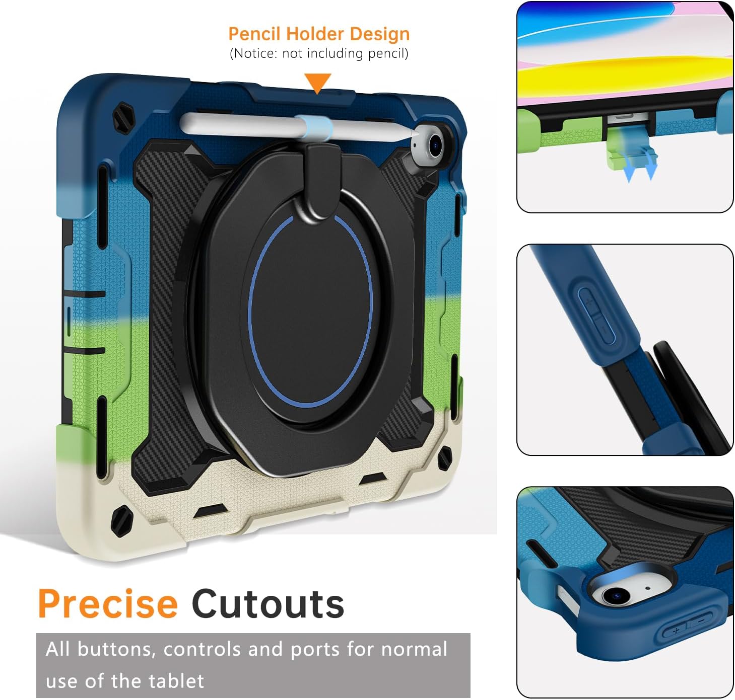 Thumbnail 4 de ROISKIN Case for iPad A16 11th/10th Gen (2025/2022) with HD Screen Protector – Navy Blue