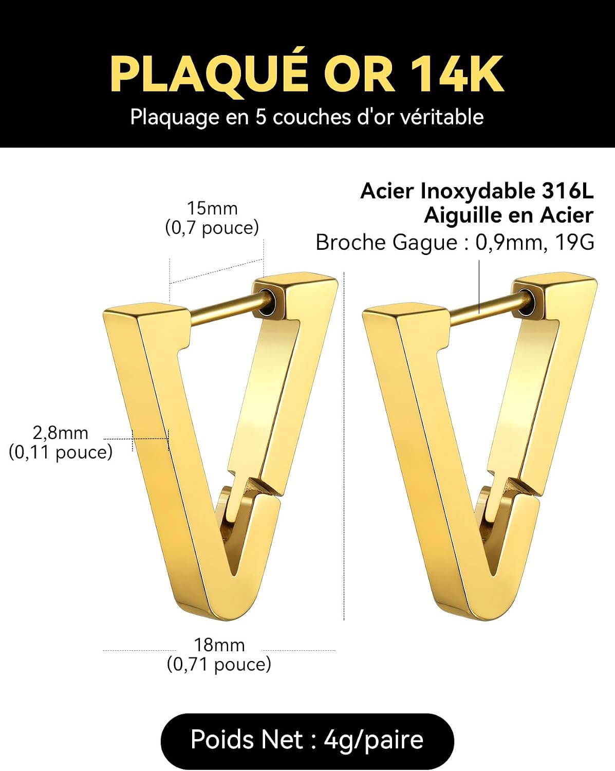 Thumbnail 2 de ChainsHouse Boucles d'Oreilles Petit Créole en Acier Inoxydable – Argent Noir