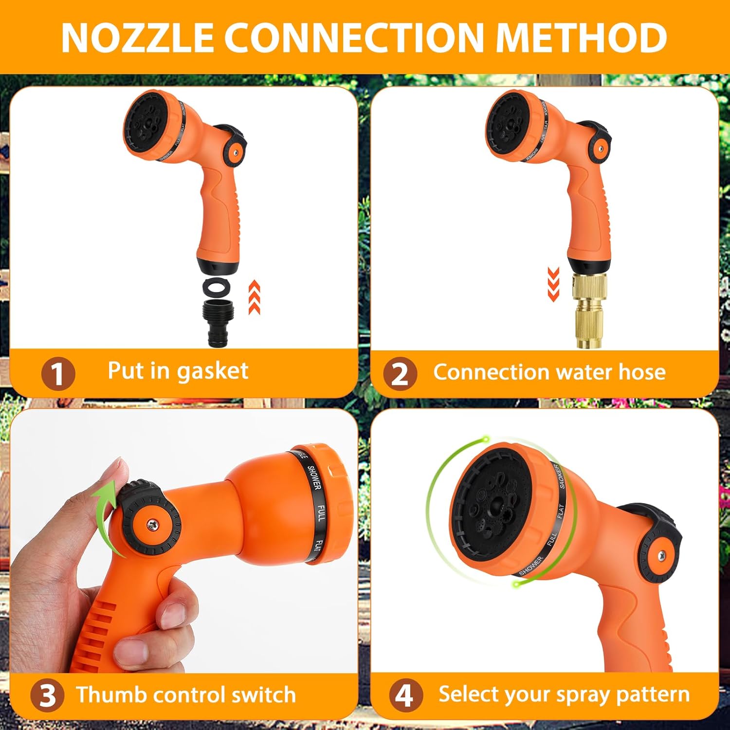 Thumbnail 2 de 2 Pack Hose Pipe Spray Gun: 10-Pattern Garden Nozzles with Thumb Control