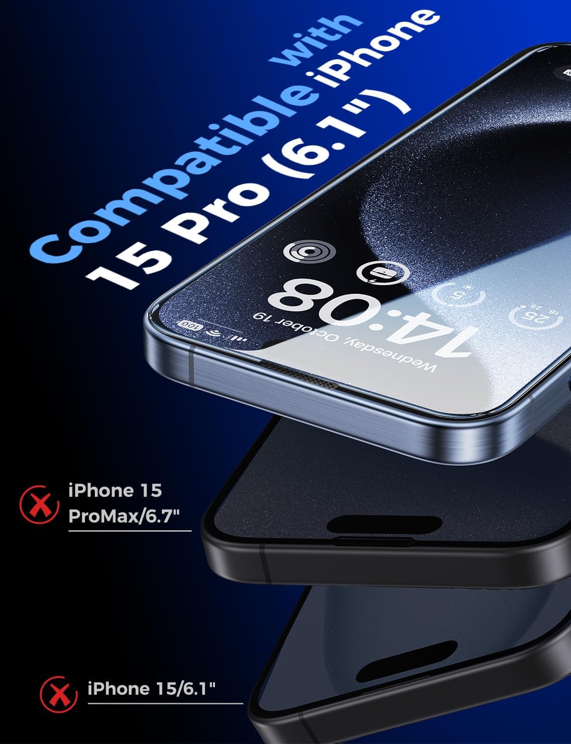 Thumbnail 1 de MAGIC JOHN iPhone 15 Pro Screen Protector 2-Pack