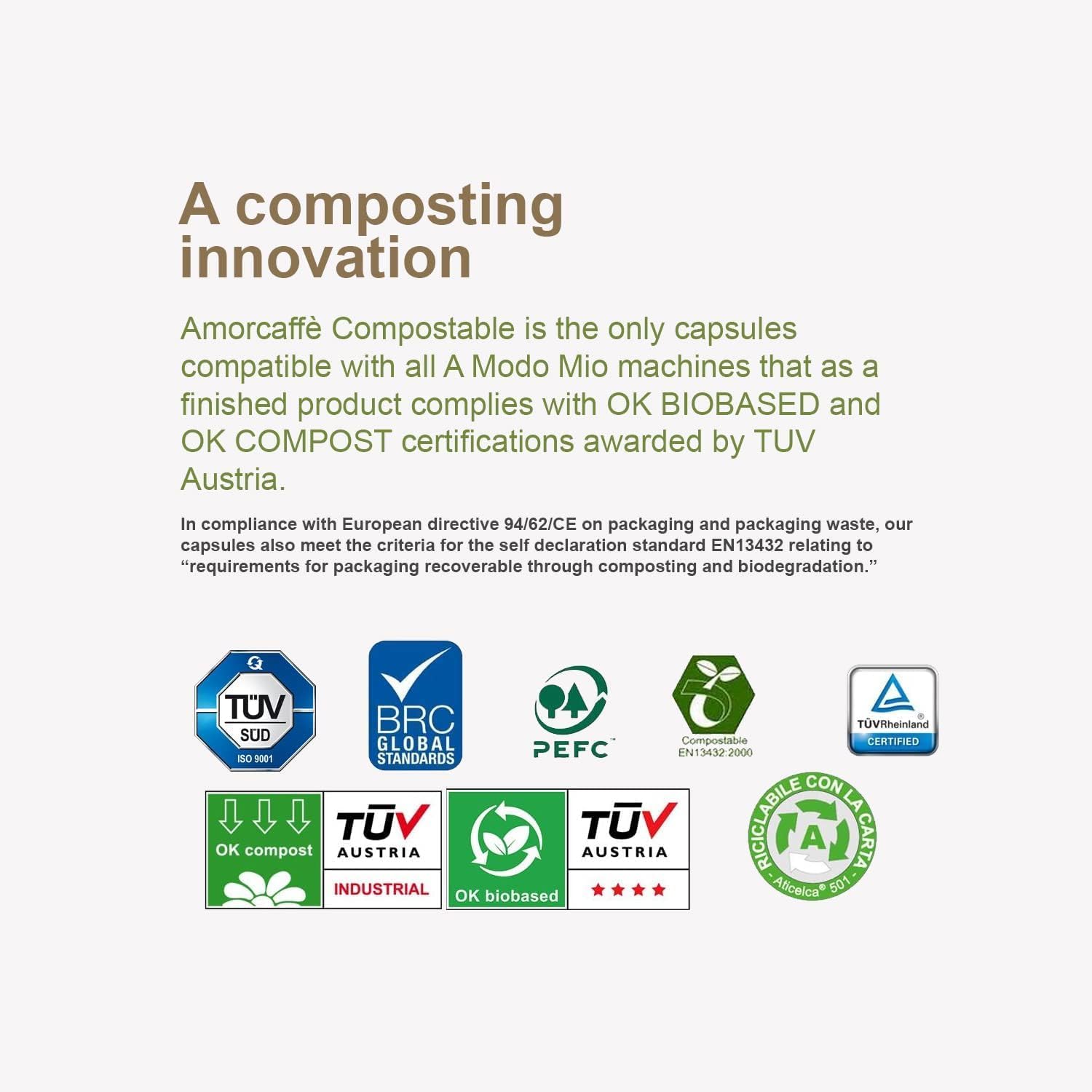 Detalle de Amorcaffe 100 Compostable Capsules for Lavazza A Modo Mio – Colombia Taste