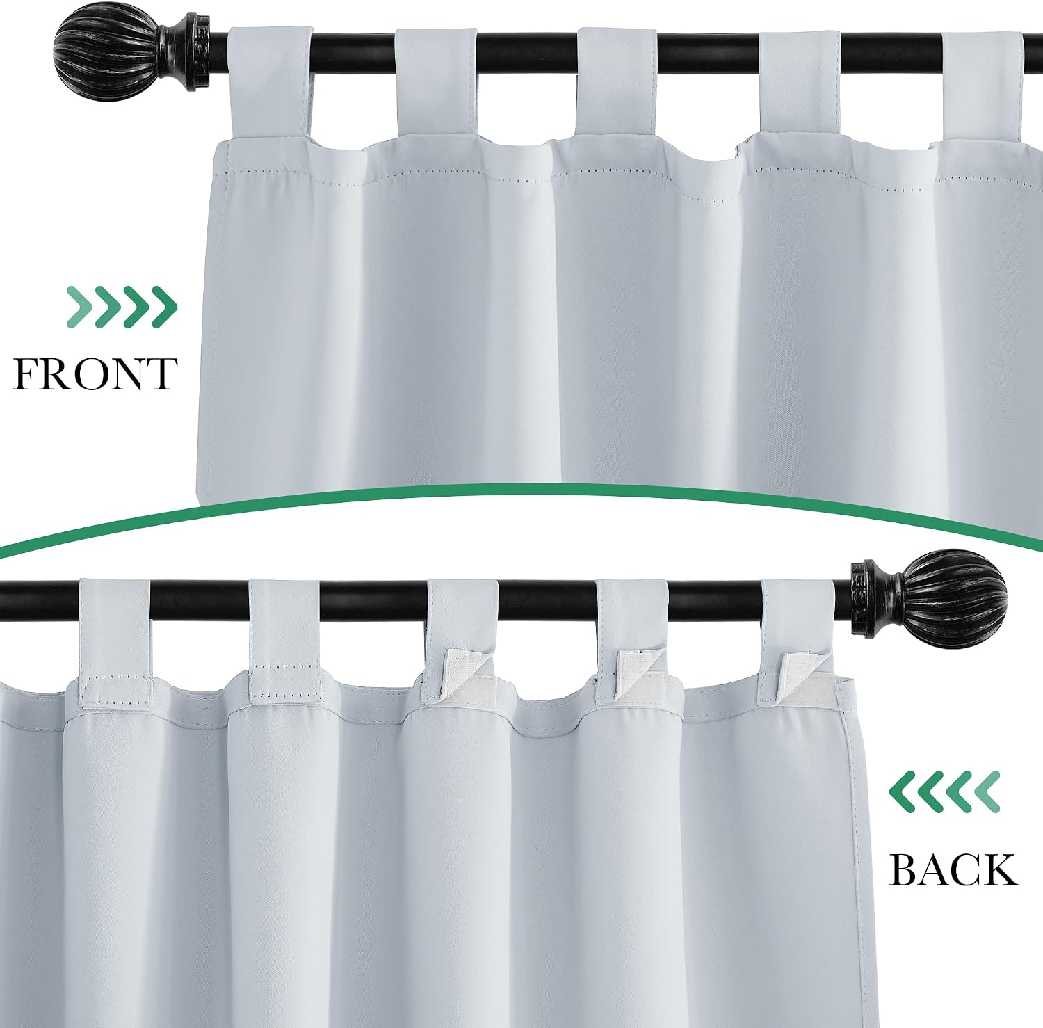 Detalle de StangH Curtains 2-Panel Outdoor Curtains, Greyish White, 52 x 84 in