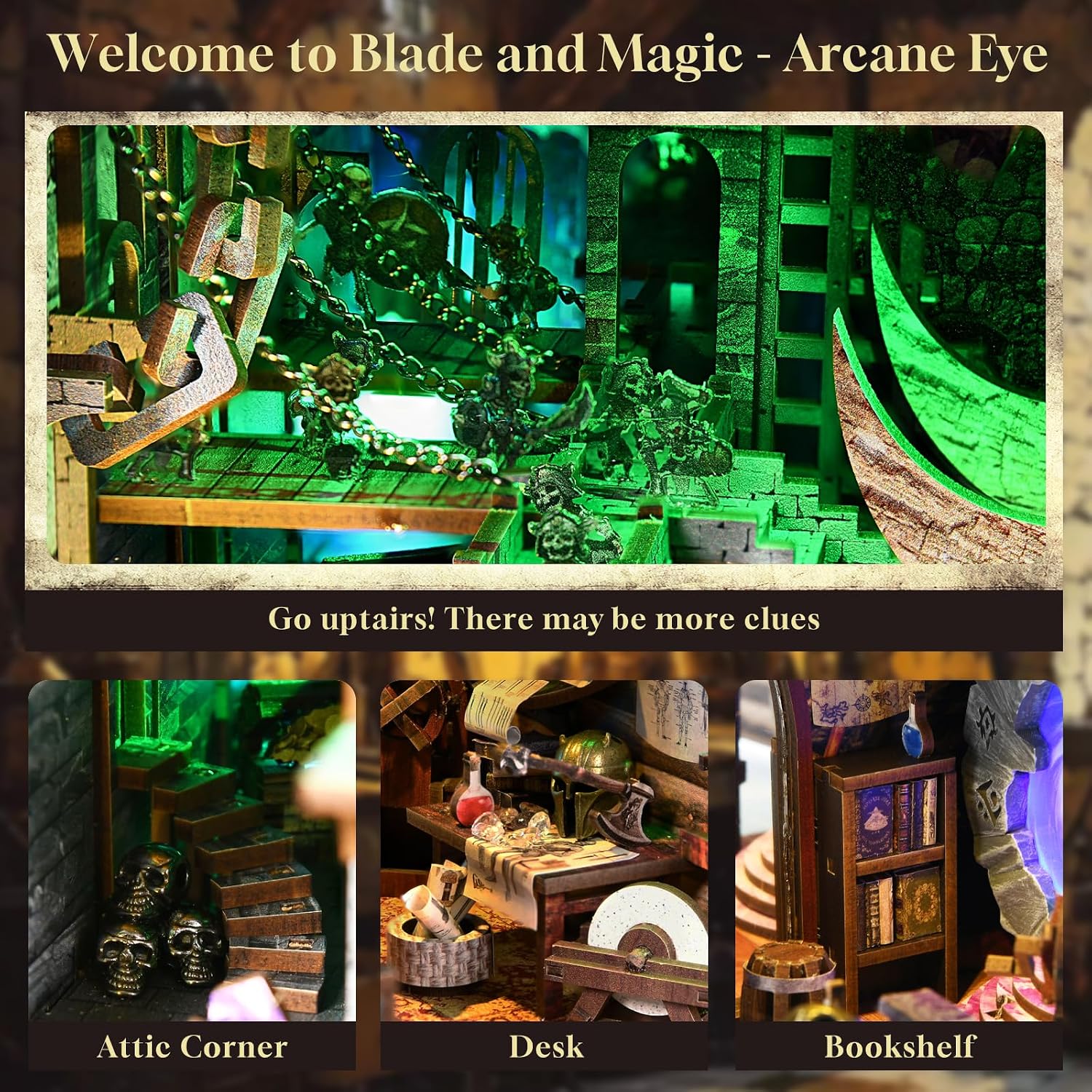 Detalle de MiniCity Book Nook Kit DIY miniature dollhouse booknook with LED light and dust cover (Blade and Magic)