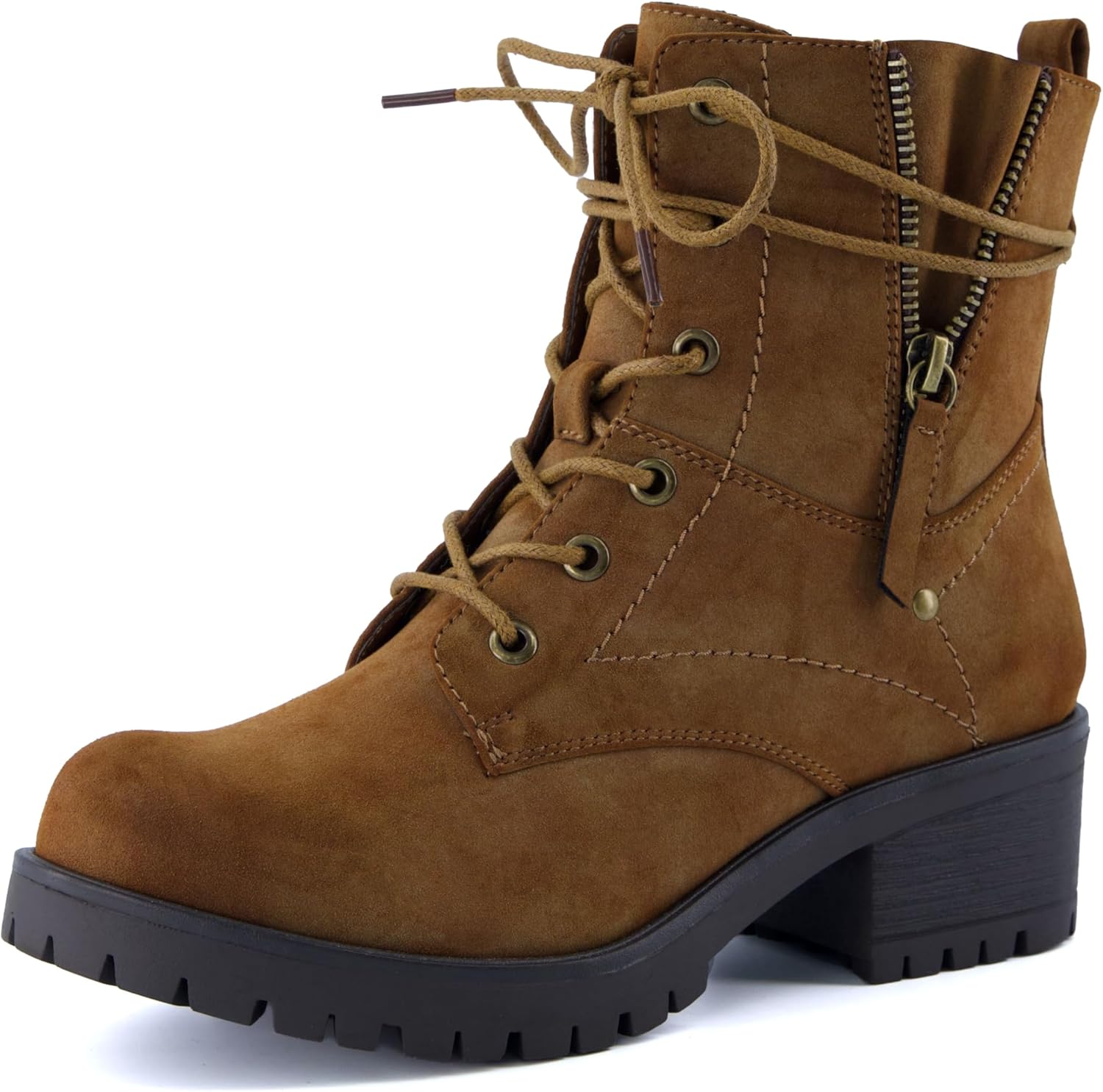 Detalle de Dunes Women’s Kobe Heeled Combat Boots with Side Zipper, Memory Foam Insoles, Faux Fur Lining (Wide Widths Available)