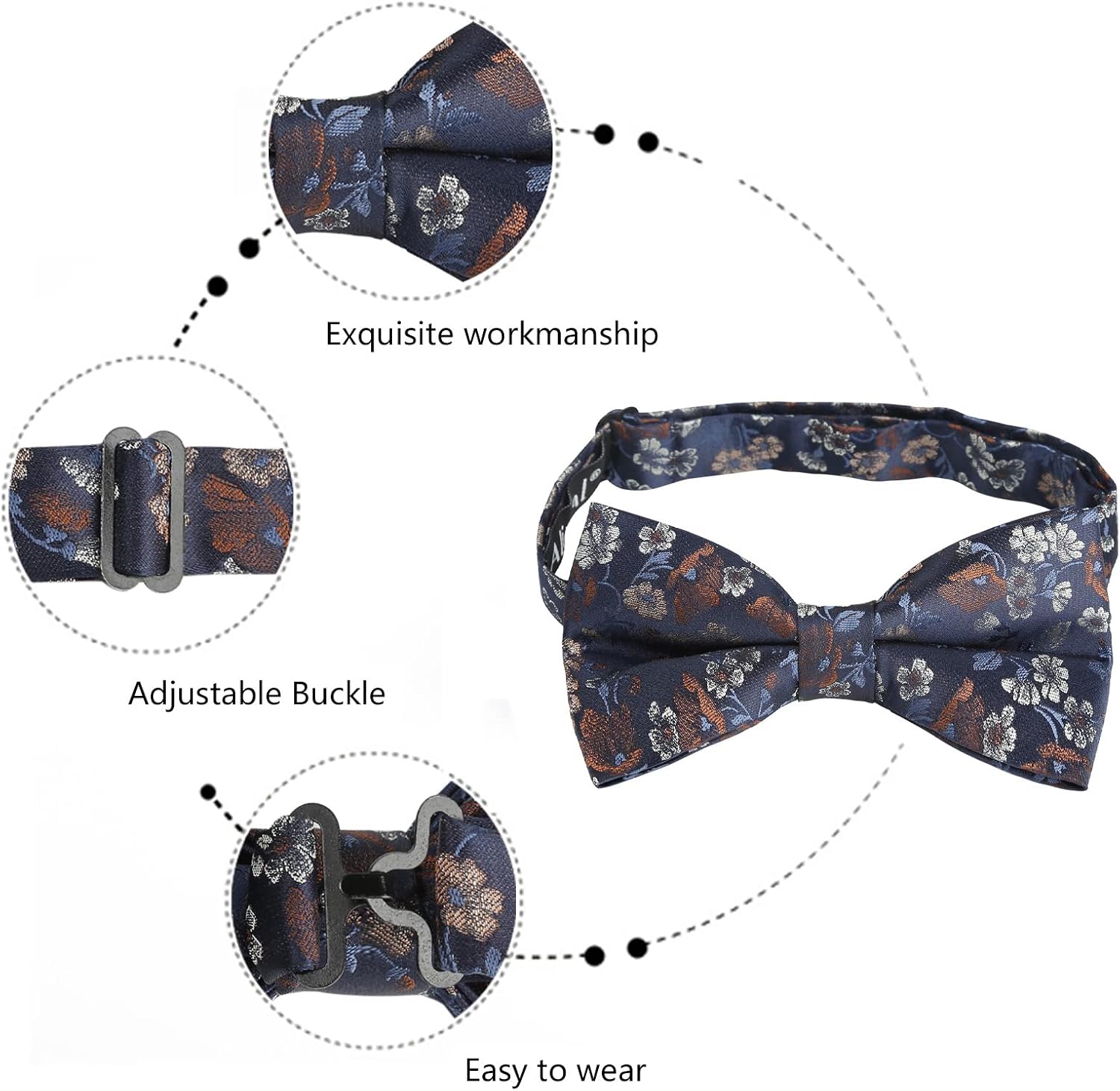 Detalle 2 de Alizeal Floral Mens Set Bow Tie