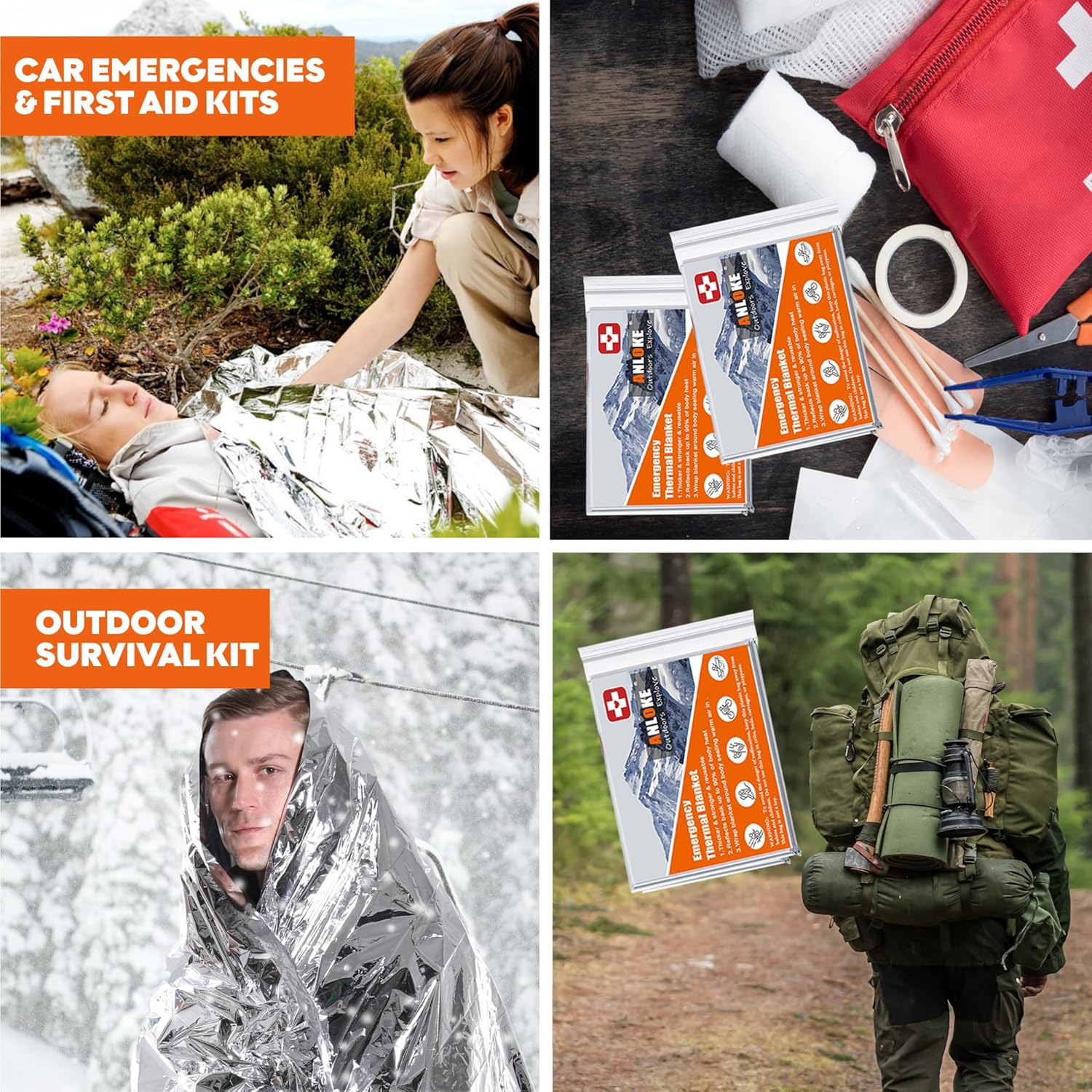Thumbnail 6 de ANLOKE Emergency Mylar Thermal Blankets (10-Pack), 82 × 64 in Survival Blankets