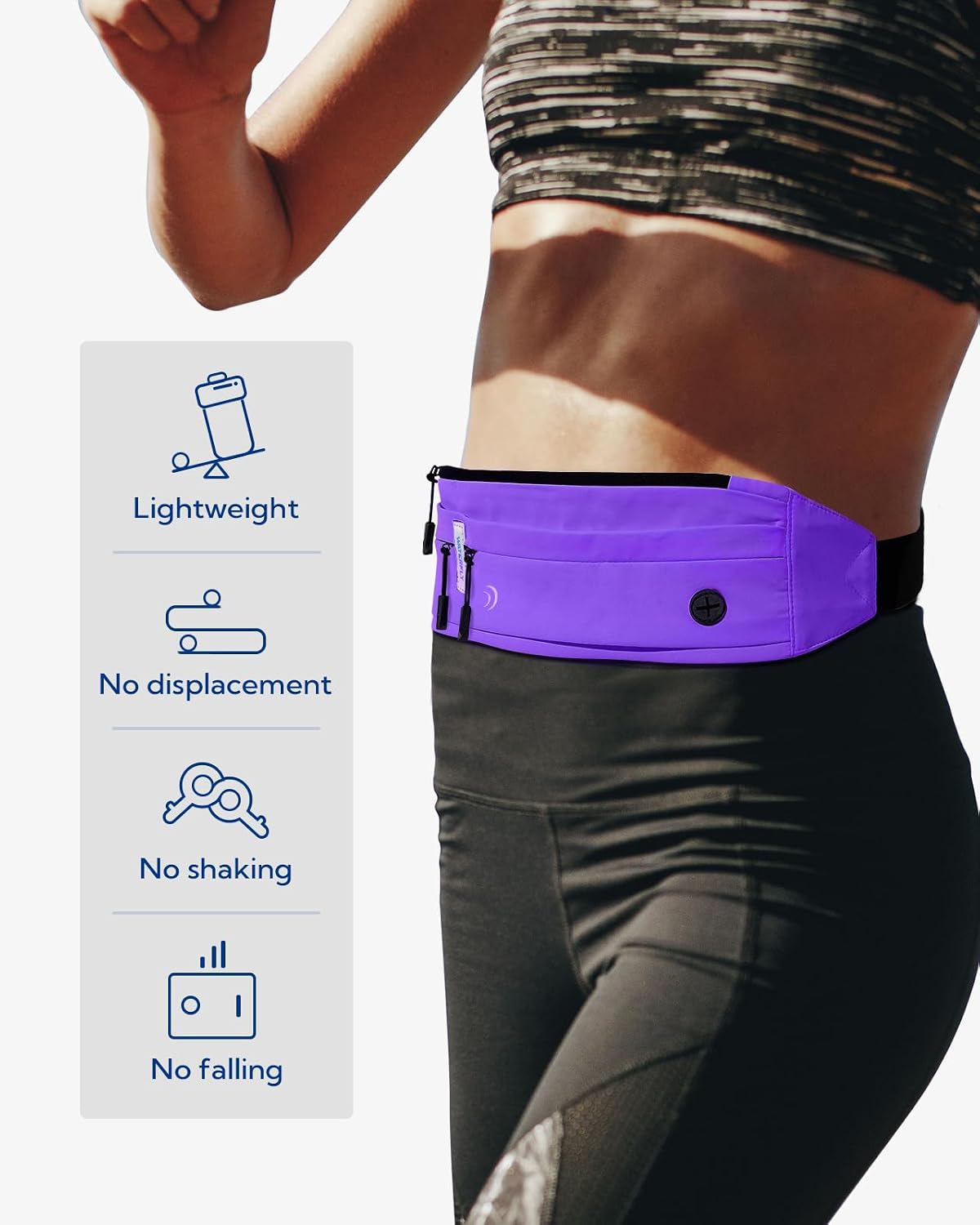 Detalle 2 de Waterfly Running Belt Bum Bag waist pack for runners (phone holder, reflective logo, slim fit)