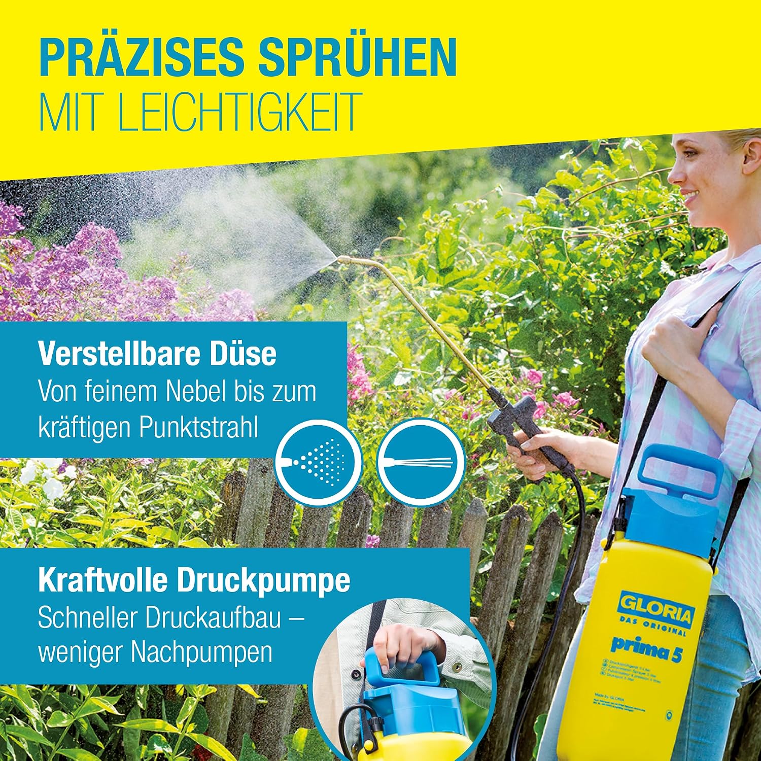 Detalle de GLORIA prima 5 Drucksprühgerät – 5 L, vielseitig einsetzbar im Garten