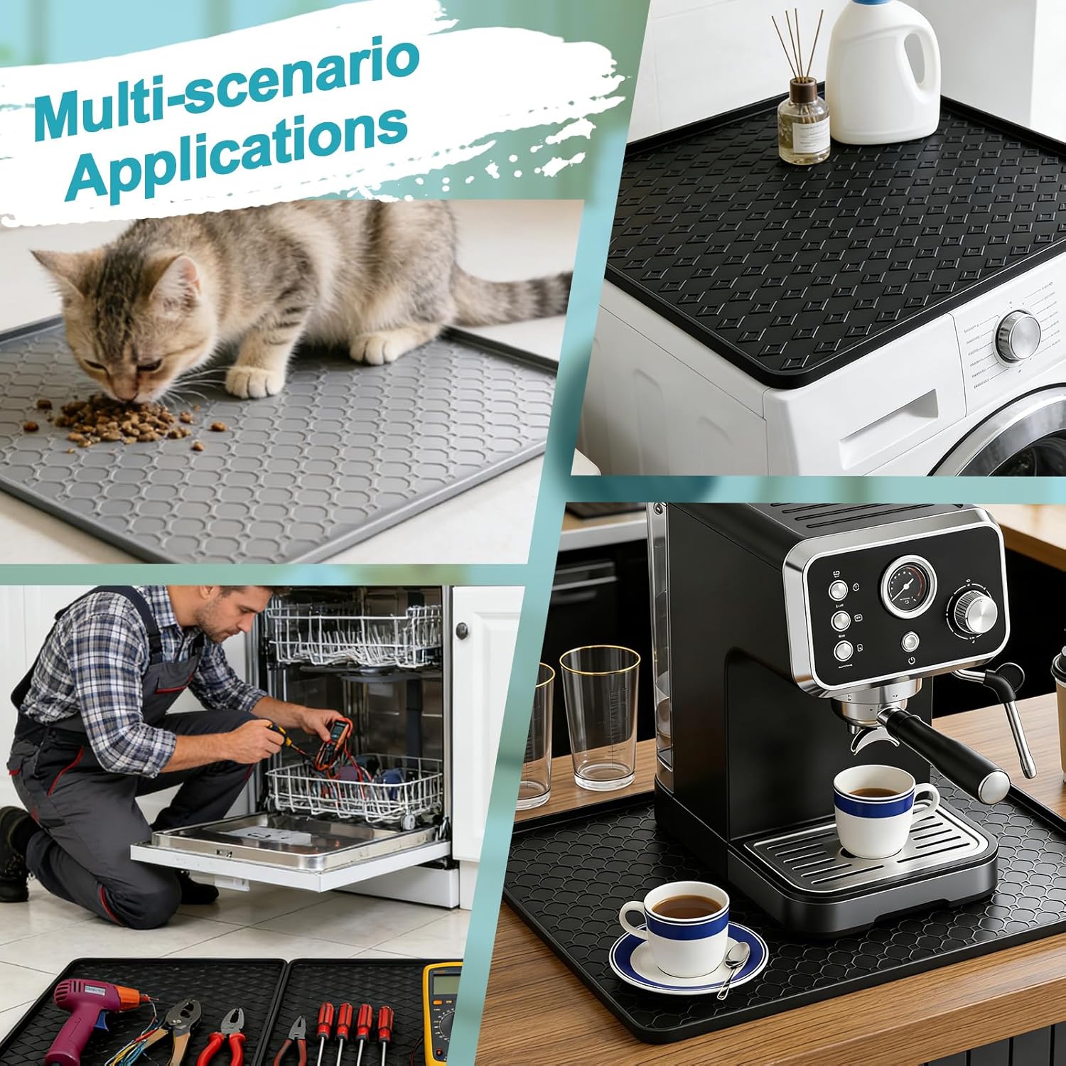 Thumbnail 6 de SZTCECDM XYJD003_50x50_FW_GY Silicone Appliance Mat, 19.7 x 19.7 Inches