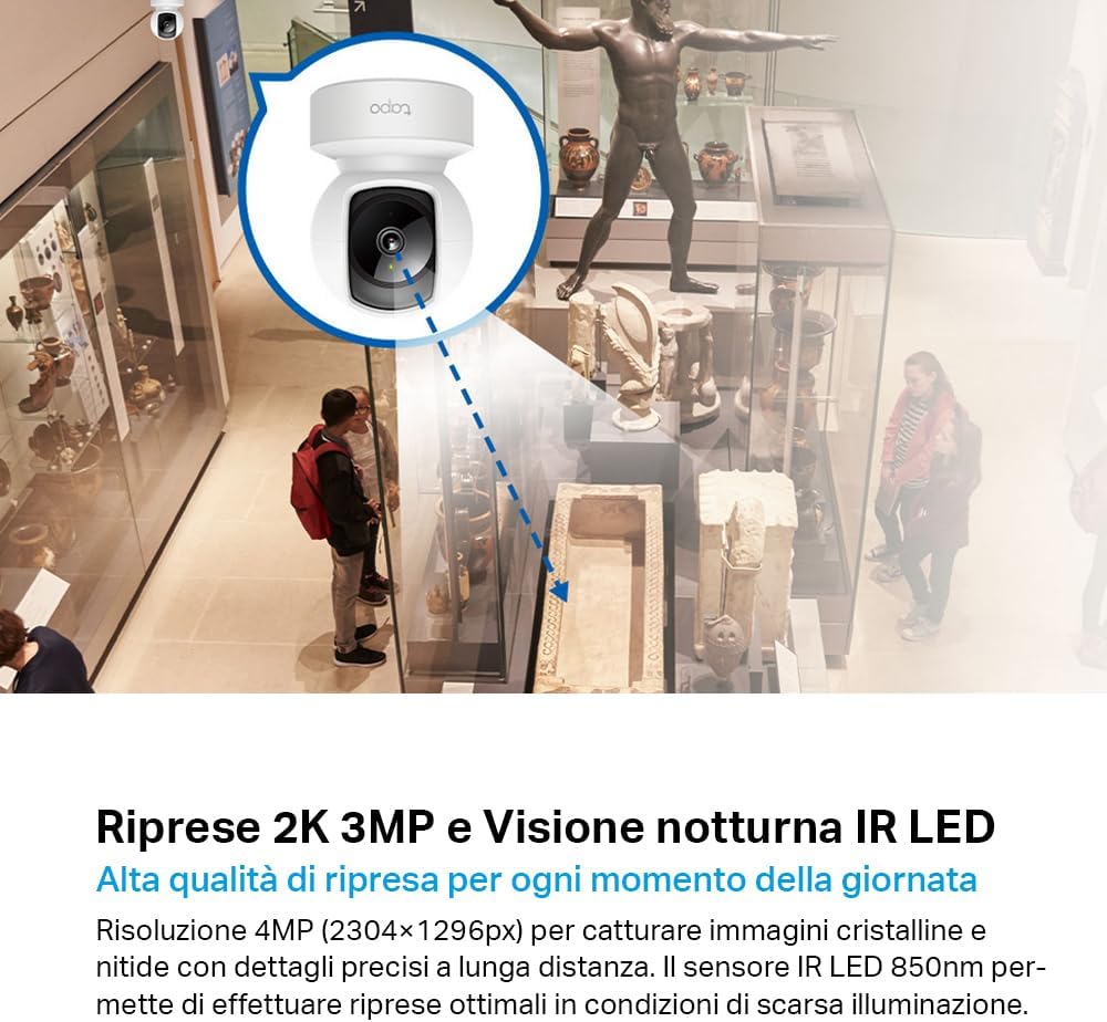 Detalle de Tapo C212: Telecamera WiFi Interna 2K 3MP con Pan/Tilt, visione notturna e controllo vocale