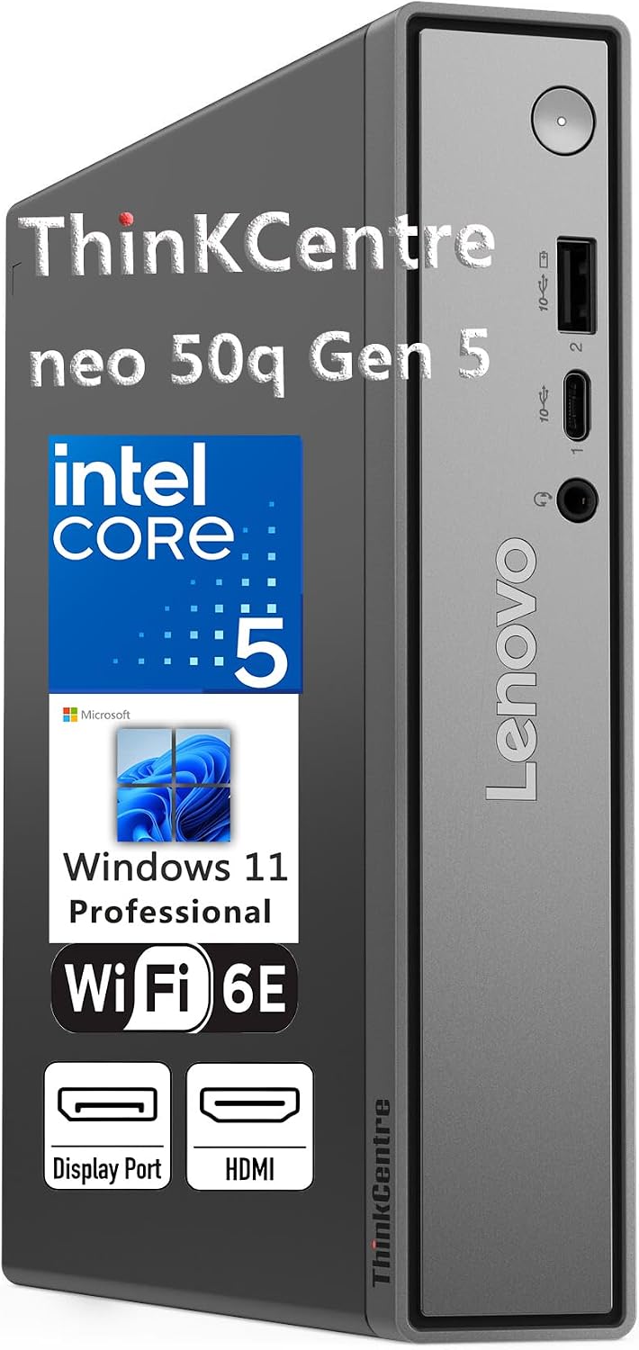 Detalle de Lenovo ThinkCentre neo 50q Gen 5 Mini Desktop, Core 5 210H, 16GB DDR5, 512GB SSD