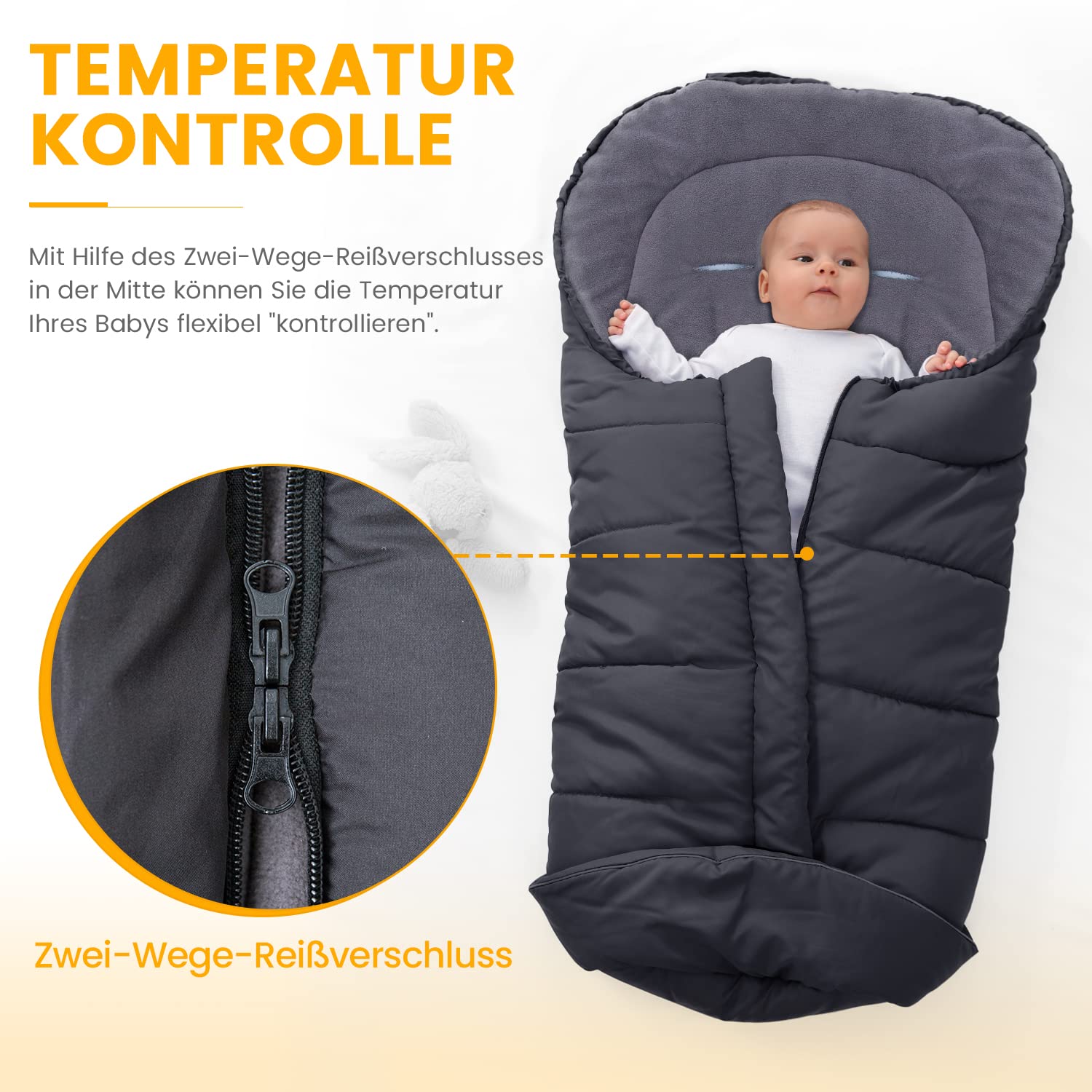 Detalle de Orzbow Fußsack Kinderwagen 97×44 cm 👶