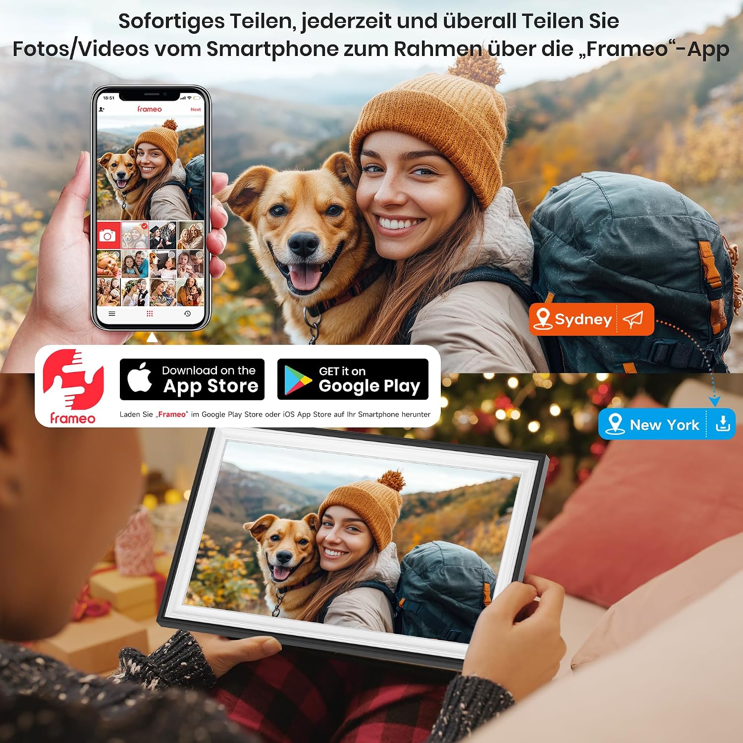 Thumbnail 2 de FRAMEO 64 GB digitaler Bilderrahmen 15,6 Zoll