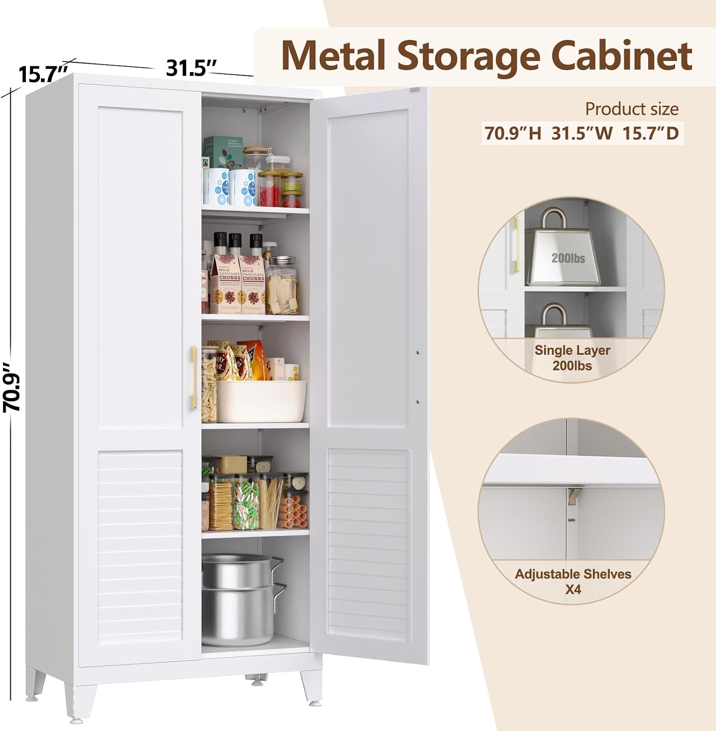Detalle 2 de AXASIIO Metal Pantry Cabinet