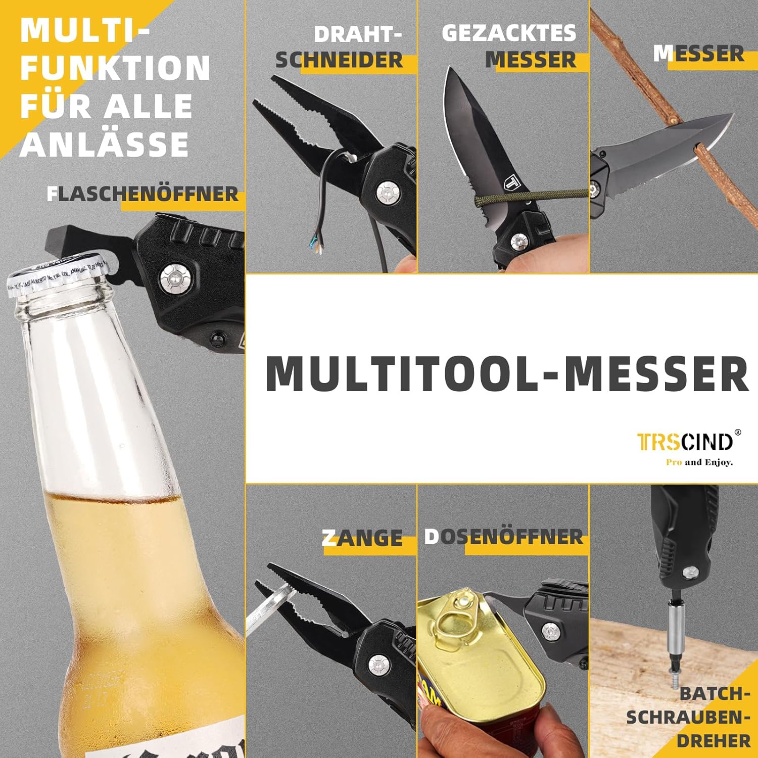 Thumbnail 2 de TRSCIND Multitool Messer – 10-in-1 Taschenmesser für Outdoor, DIY und Papa-Geschenke