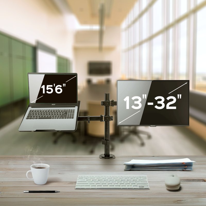 Detalle 2 de UNYKAch UK1420: Soporte de Escritorio para Monitor 13–32" y Portátil 15.6" (VESA 75/100)