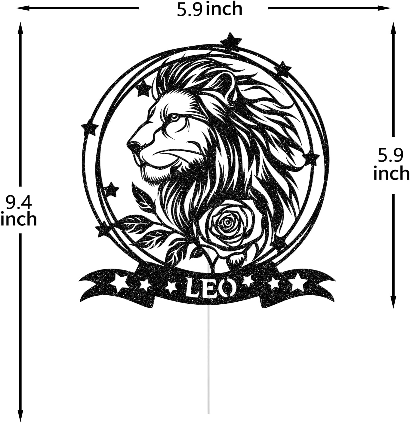 Thumbnail 6 de Leo Cake Topper Black Glitter