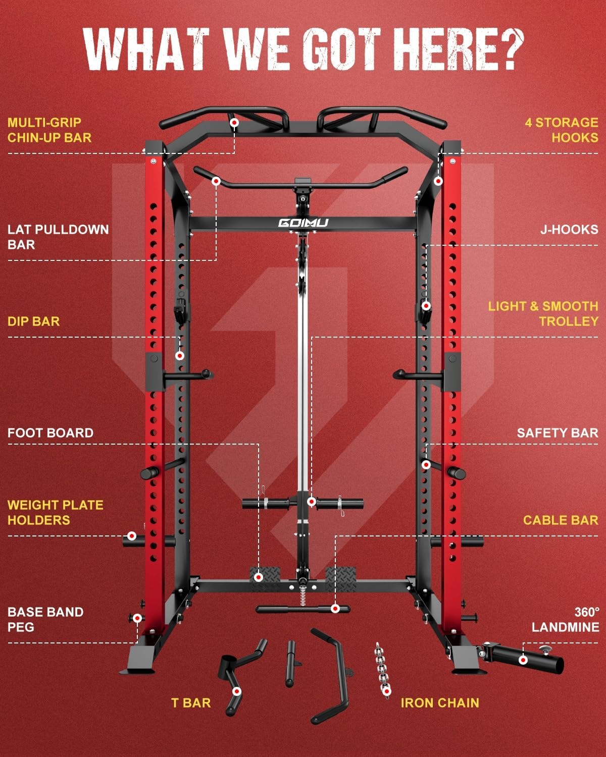 Detalle de allviate C1-V4 Power Cage, 1:1 Pulley System, 2,000 lb Capacity