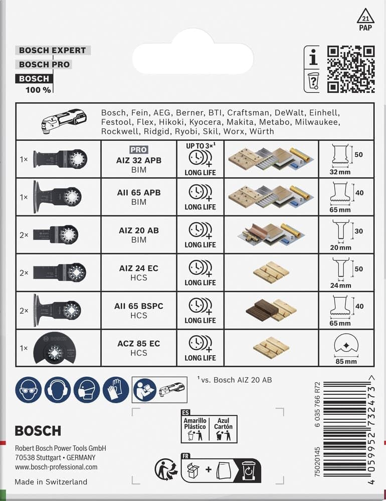 Thumbnail 3 de Bosch 9x set di lame per legno e metallo tenero con attacco Starlock (9 pezzi) – per utensile multifunzione