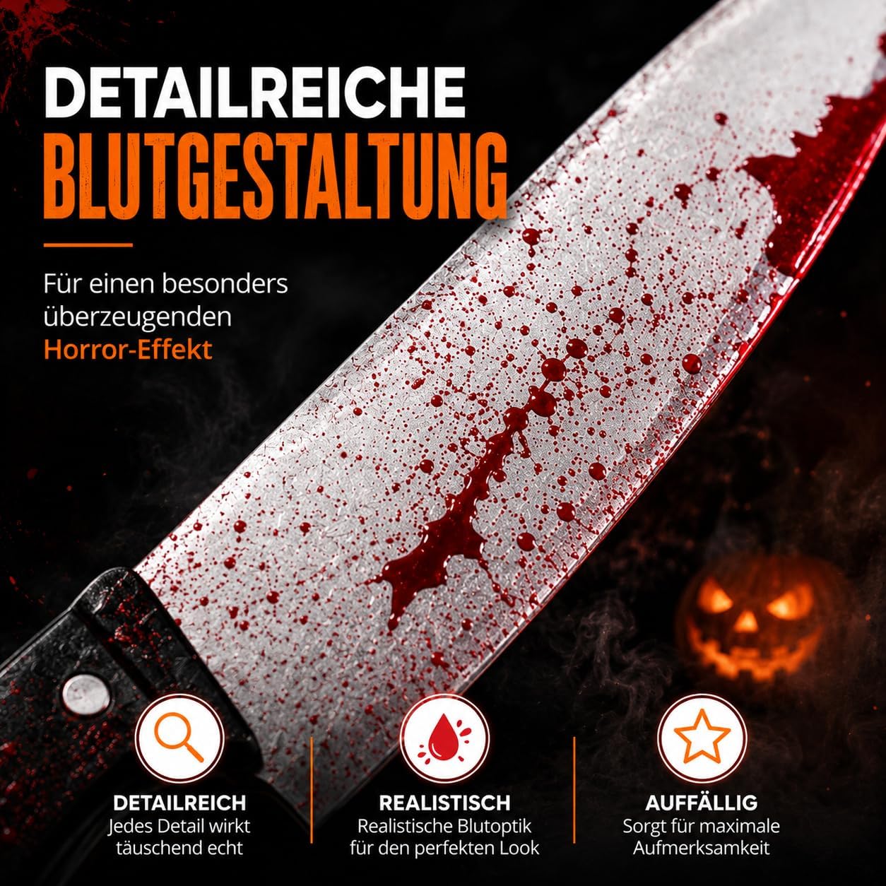Detalle de TK Gruppe Timo Klingler 6695K – sztuczny nóż na Halloween, ok. 34 cm