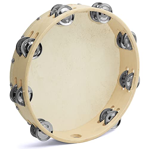 Detalle de Tiger Tam 98: Tamburello con Cornice di Legno, Pelle Naturale e Doppio Strato di Sonagli (25 cm)
