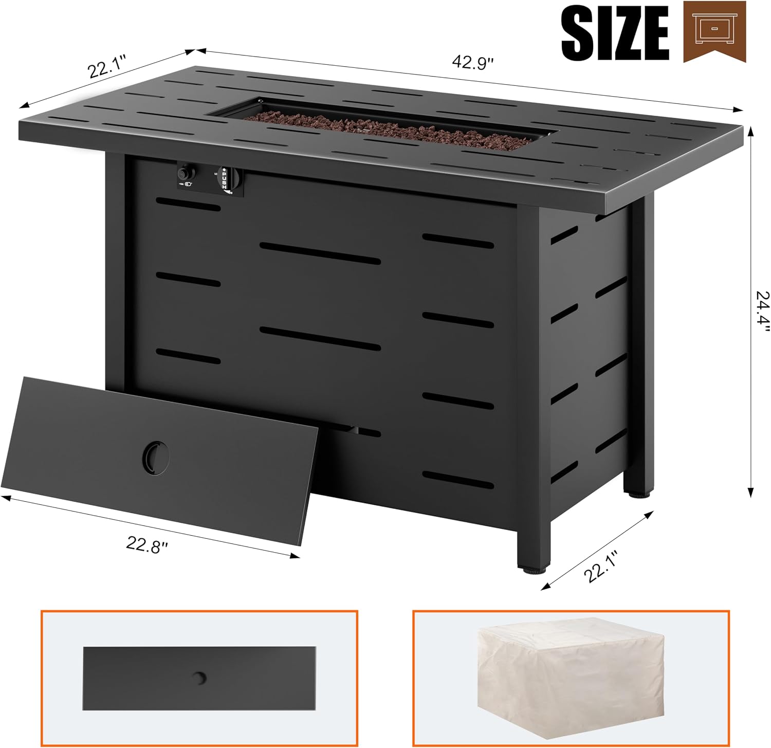 Thumbnail 6 de Outdoor Propane Fire Pit Table 43-Inch