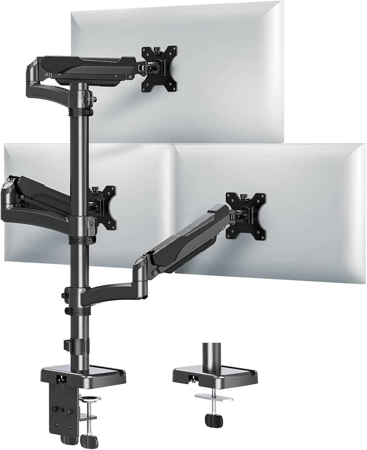 Detalle de MOUNTUP Monitor-Halterung für 3 Monitore EU6013A (bis 32"), dreifacher Monitorarm mit Höhenverstellung