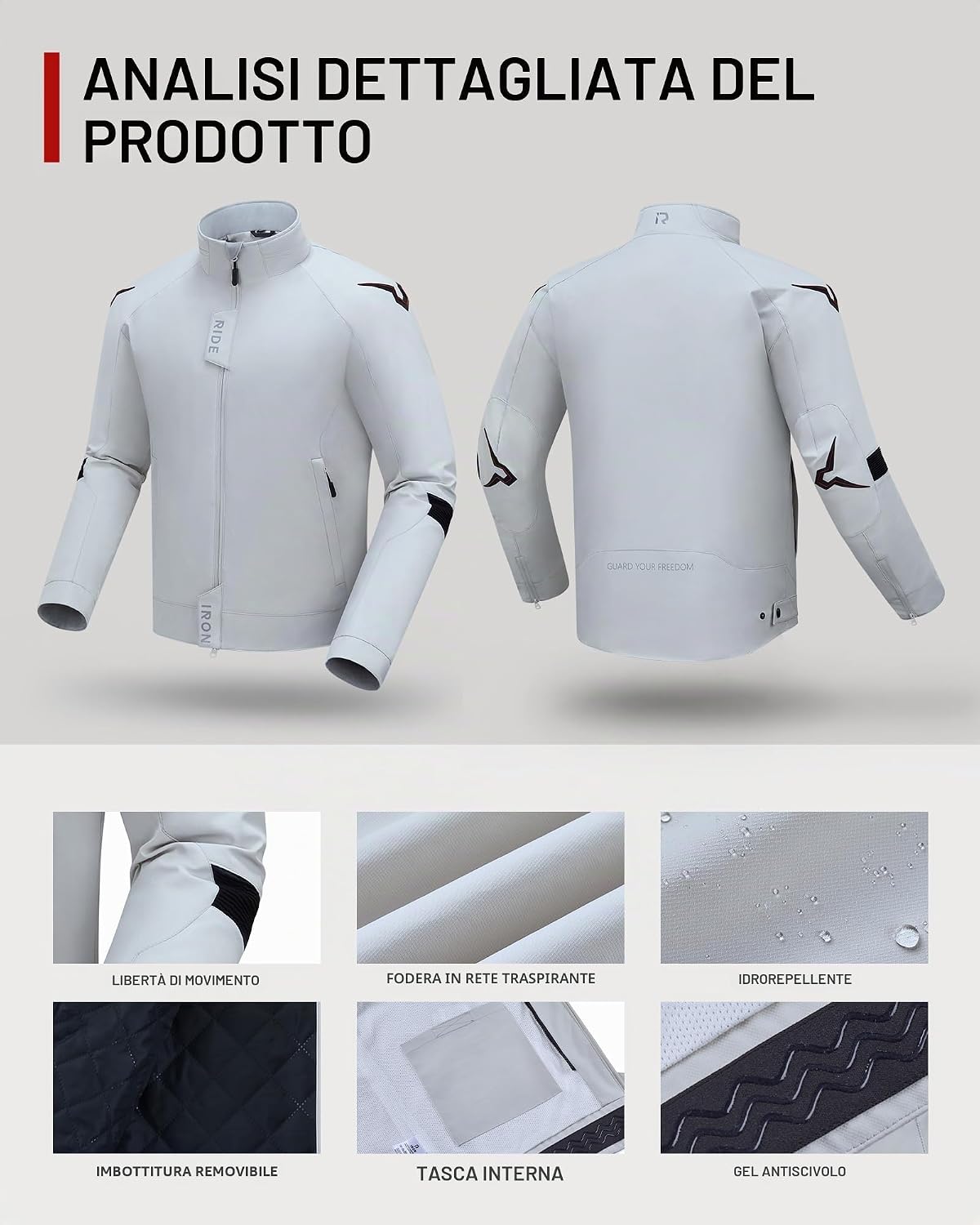 Thumbnail 3 de RIDEIRON Giacca Moto Uomo 4 Stagioni con fodera termica rimovibile e protezioni CE