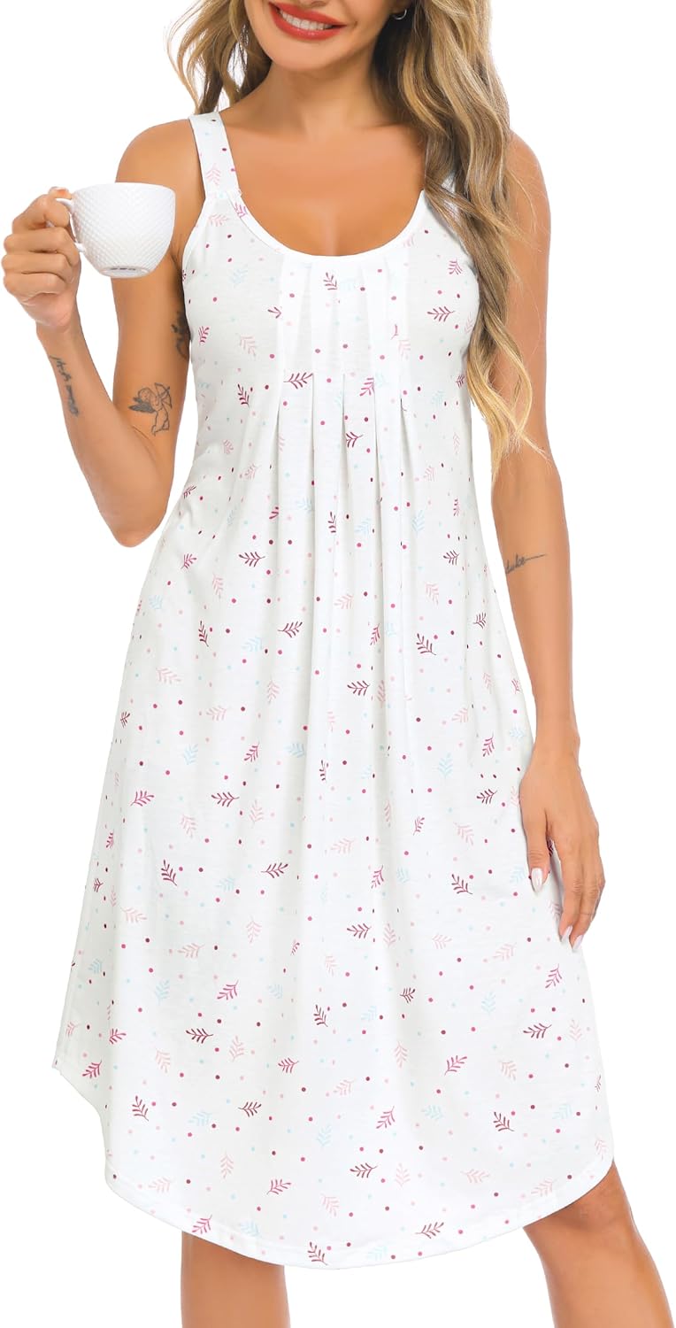Thumbnail 6 de Lovasy Cotton Nighties for Women: Pleated Nightdress with Front Detail