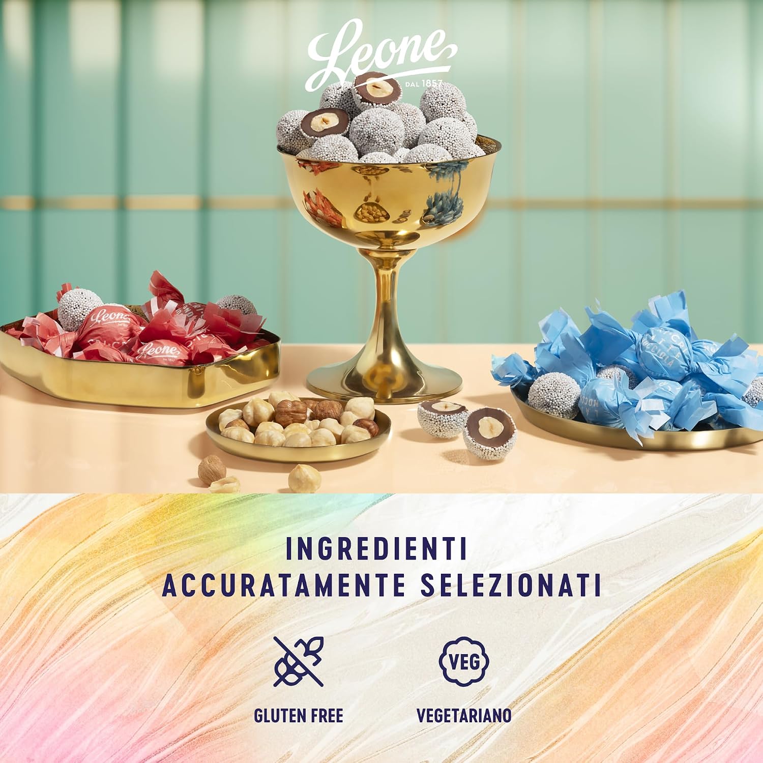 Detalle de Leone dal 1857 Latta Pan di Zenzero Cri Cri Torinesi Assortiti – Cioccolato Fondente, Nocciole IGP, 60 g