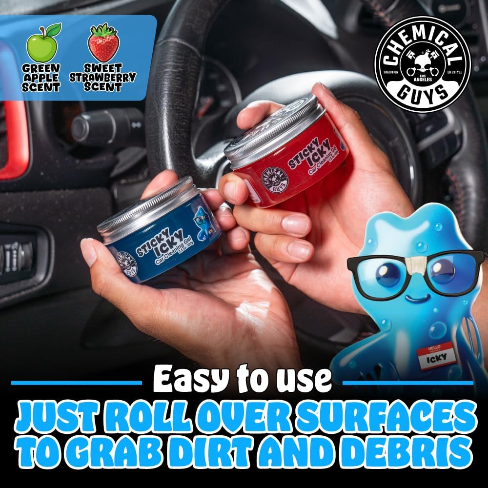 Detalle de Chemical Guys Sticky Icky Car Cleaning Gel: Green Apple & Sweet Strawberry (2-Pack) for Nooks, Crannies, and More