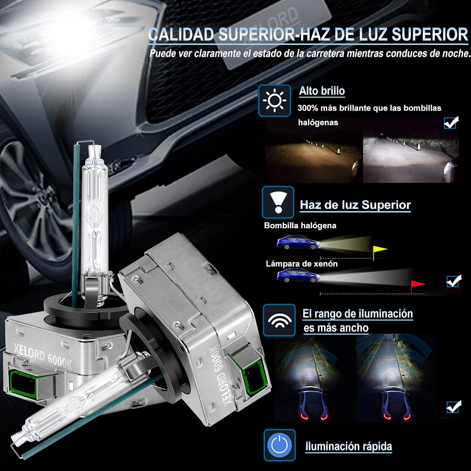 Detalle de XELORD D3S 6000K 35W Xenón Paquete de 2